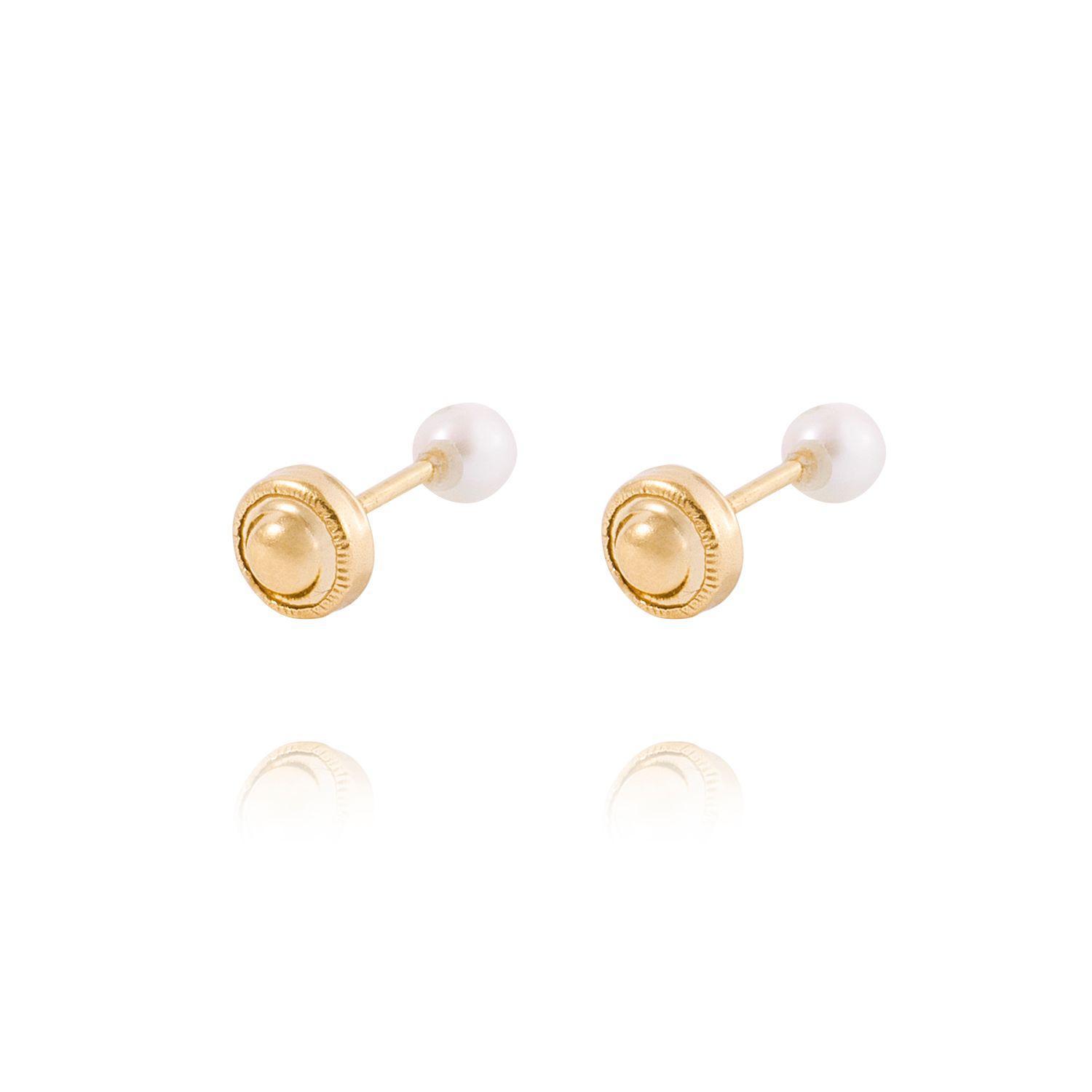 Aros de Oro 18kt Perla cultivada sola 3,0 mm. Abridor-2