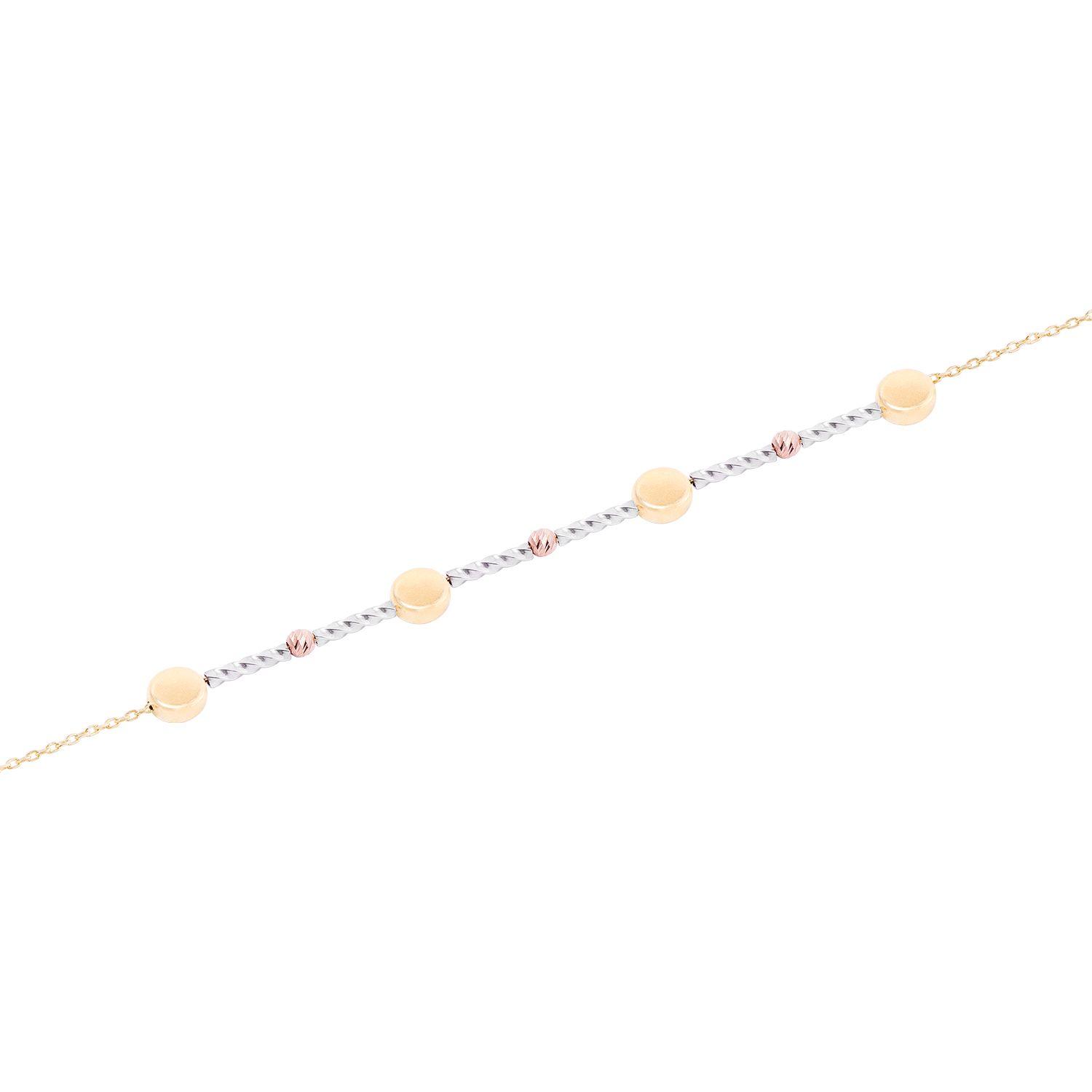 Pulsera Oro 18kt Bicolor Discos-1