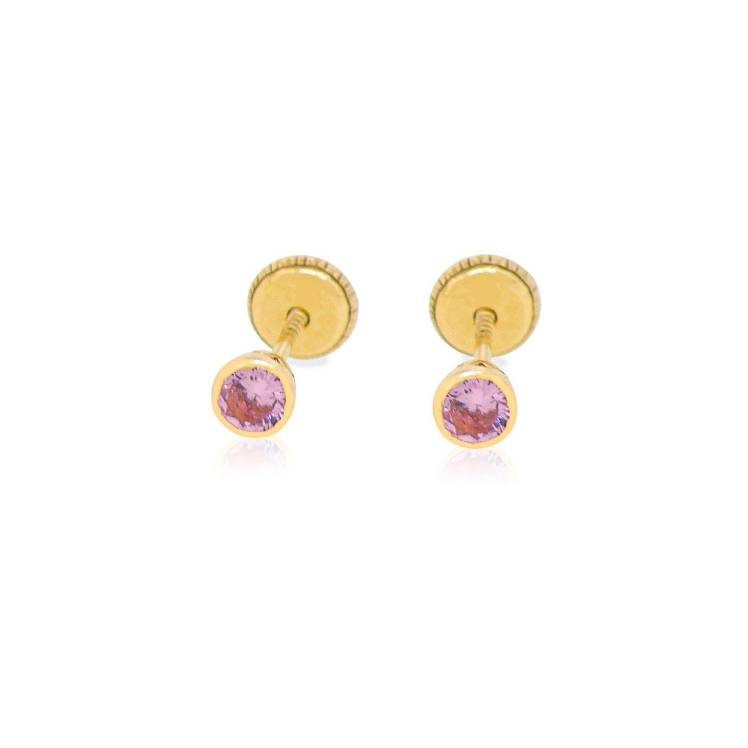 Aros de Oro 18kt Tipo Punto de Luz Rosa de Francia 3,0mm-1