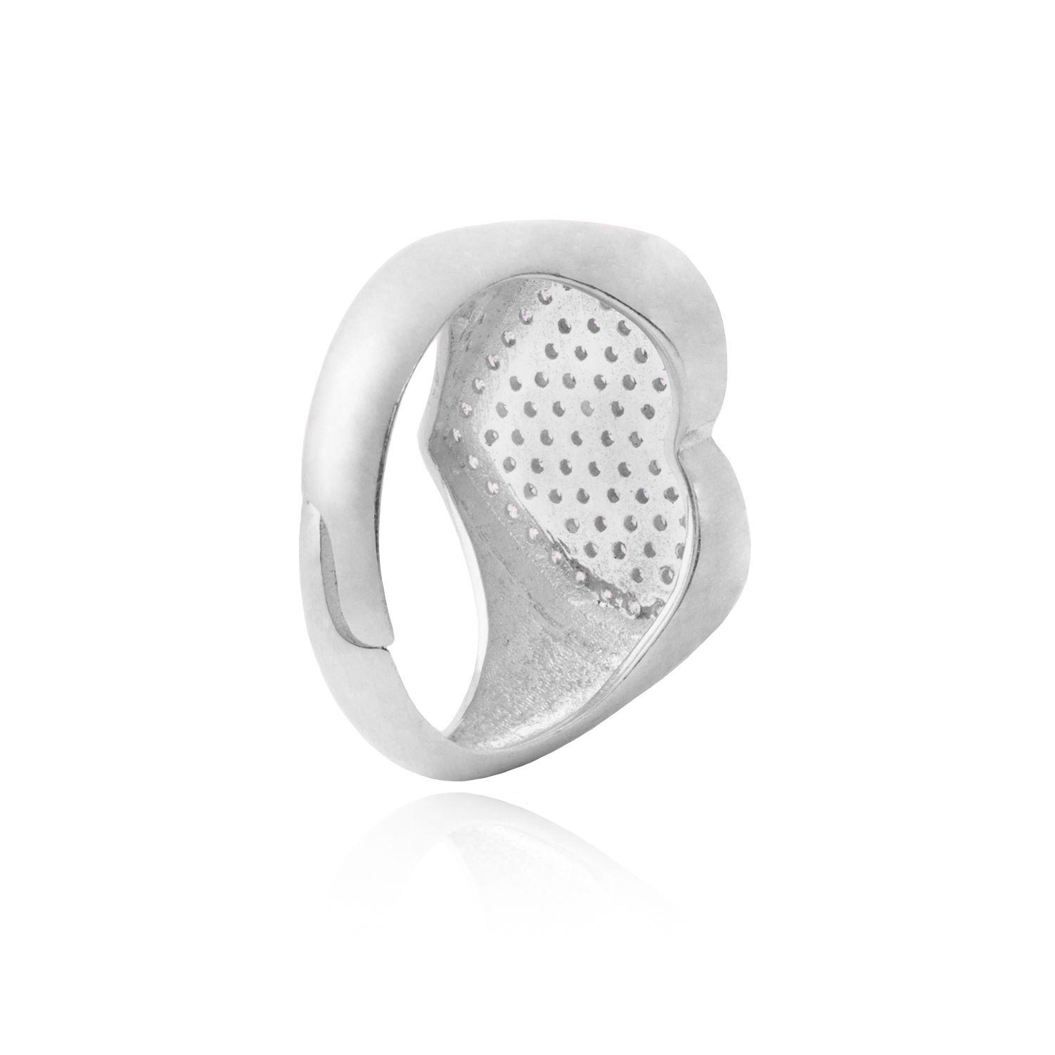 Anillo de Plata Esterlina 925 Corazon Grande Sello-2