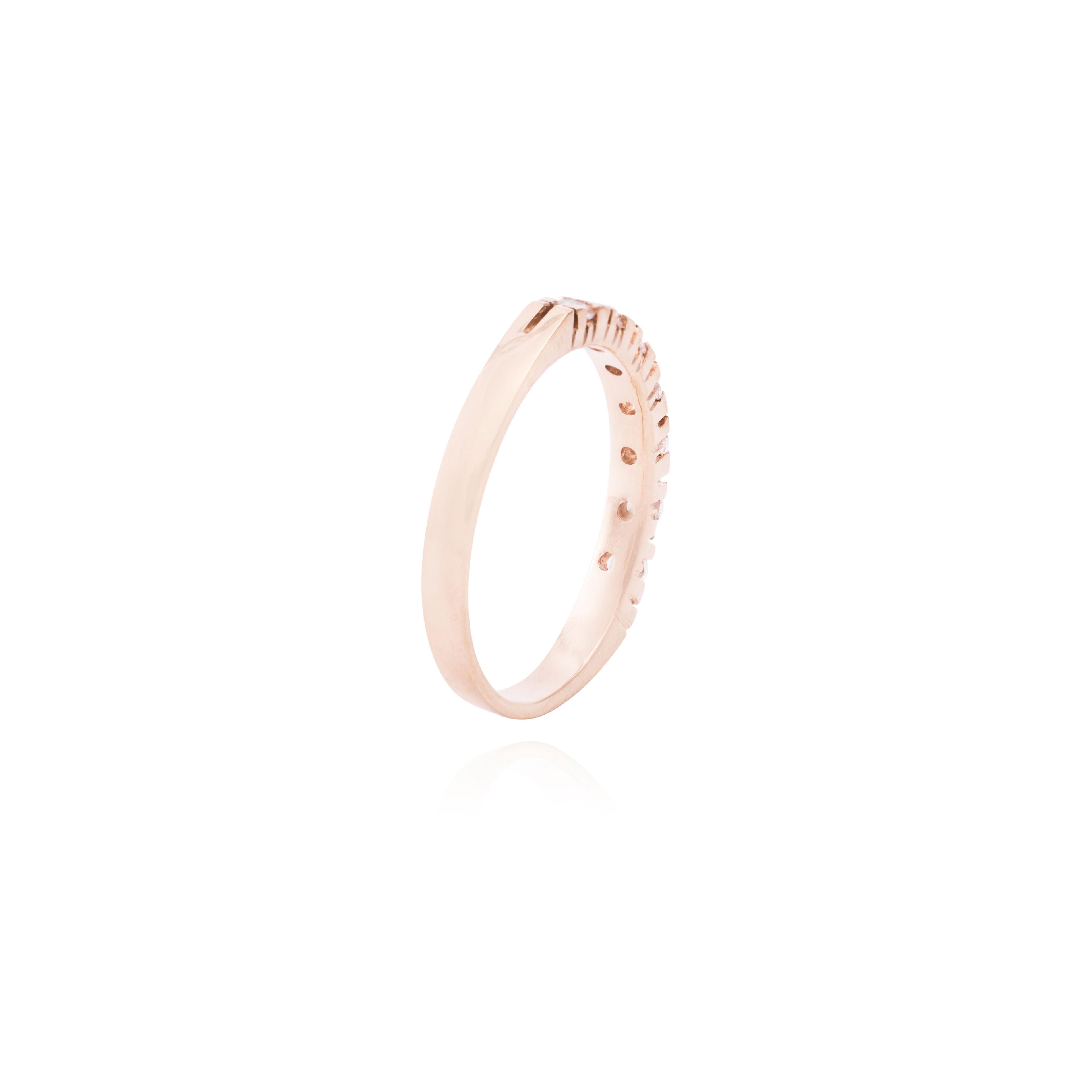 Anillo Medio Cintillo en Oro Miel 18kt Circonitas-2