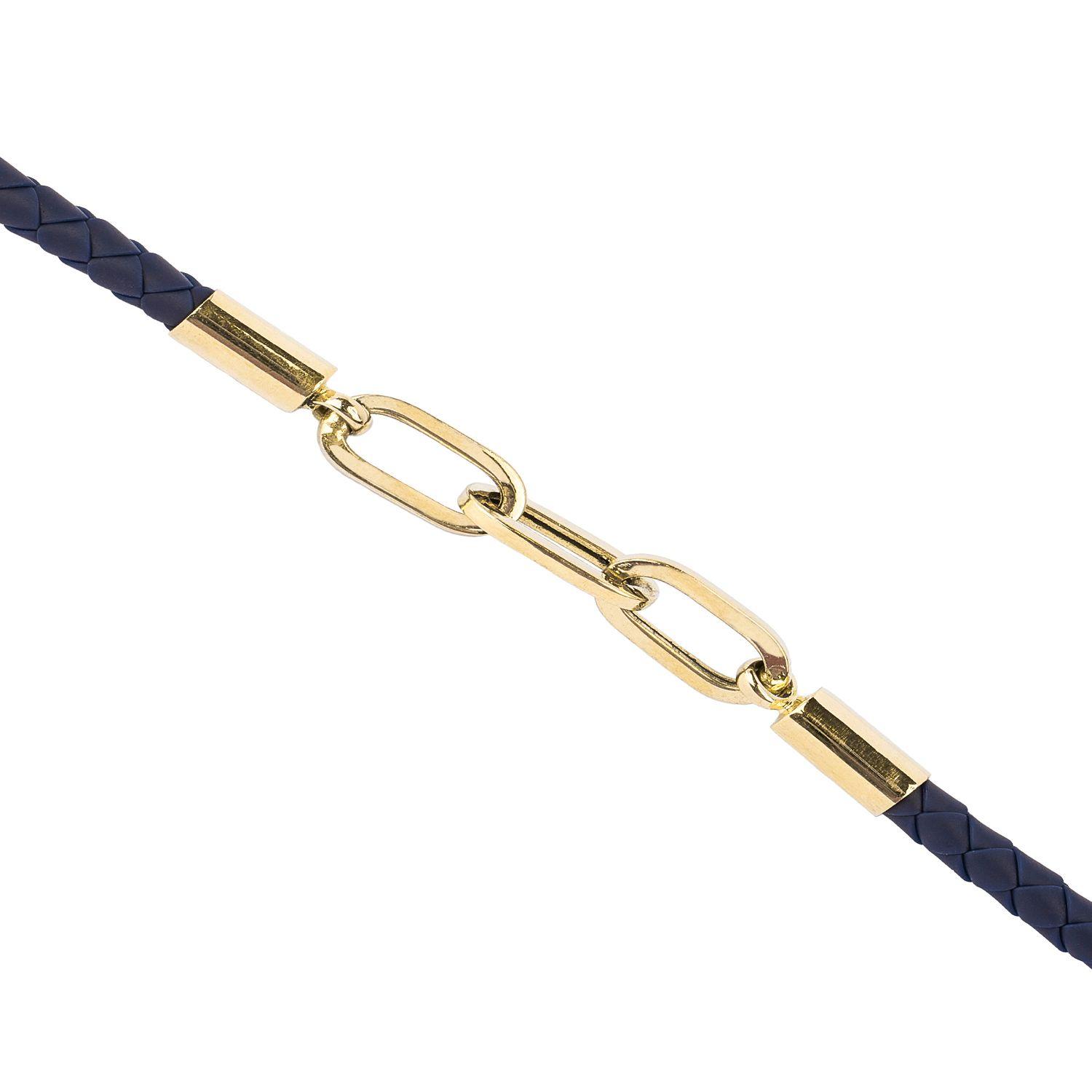 Pulsera de Oro Amarillo 18kt Cuero Eslabón-2