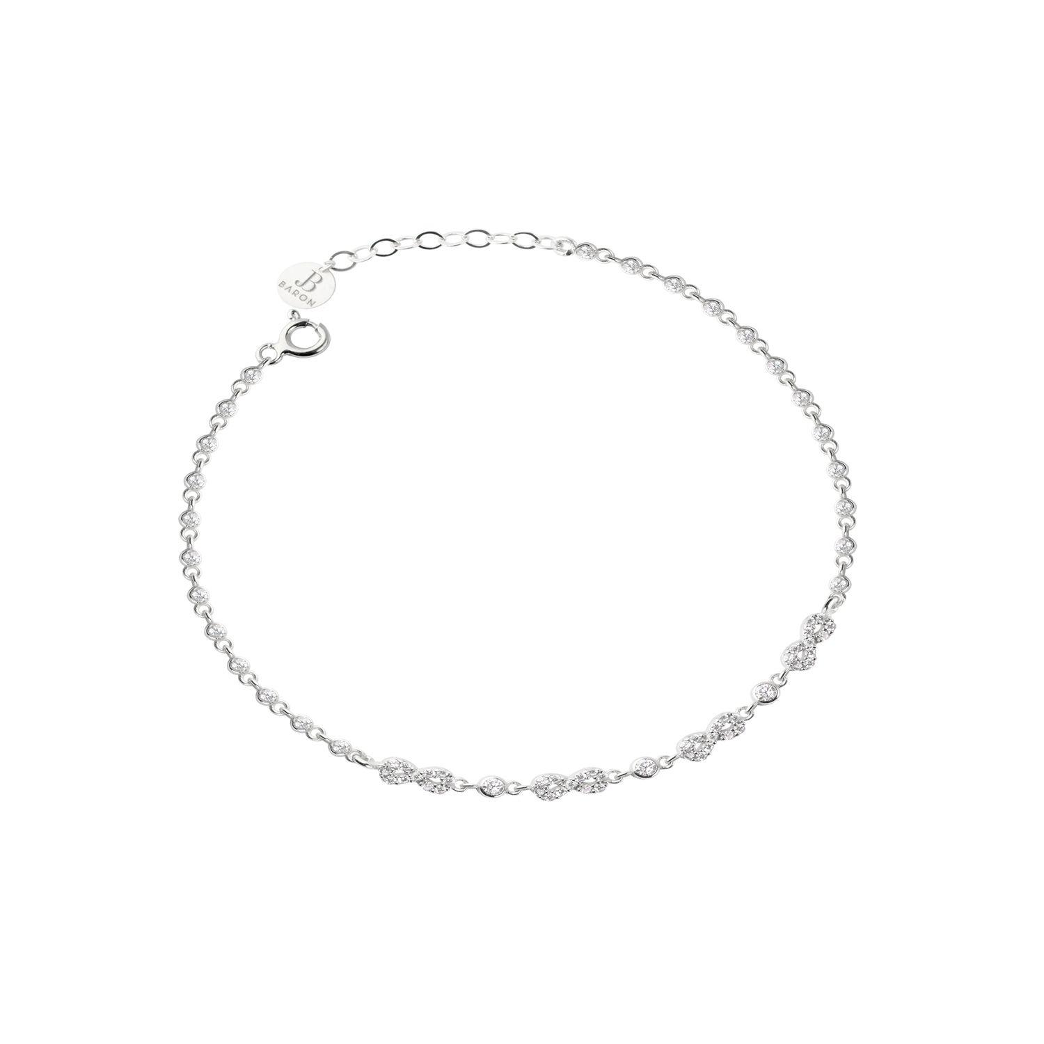 Pulsera de Plata Esterlina 925 Cuatro Infinitos Circon-0