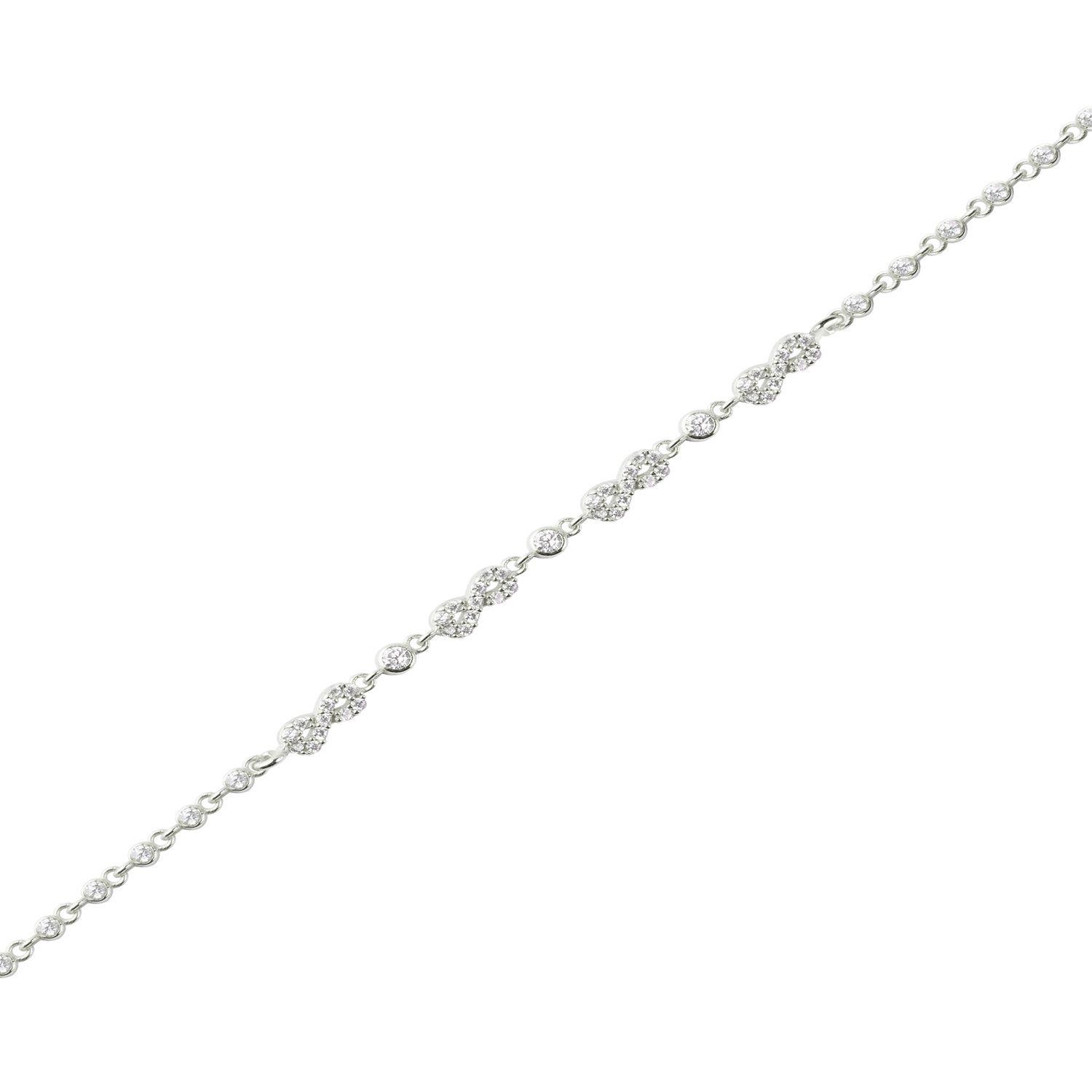 Pulsera de Plata Esterlina 925 Cuatro Infinitos Circon-1