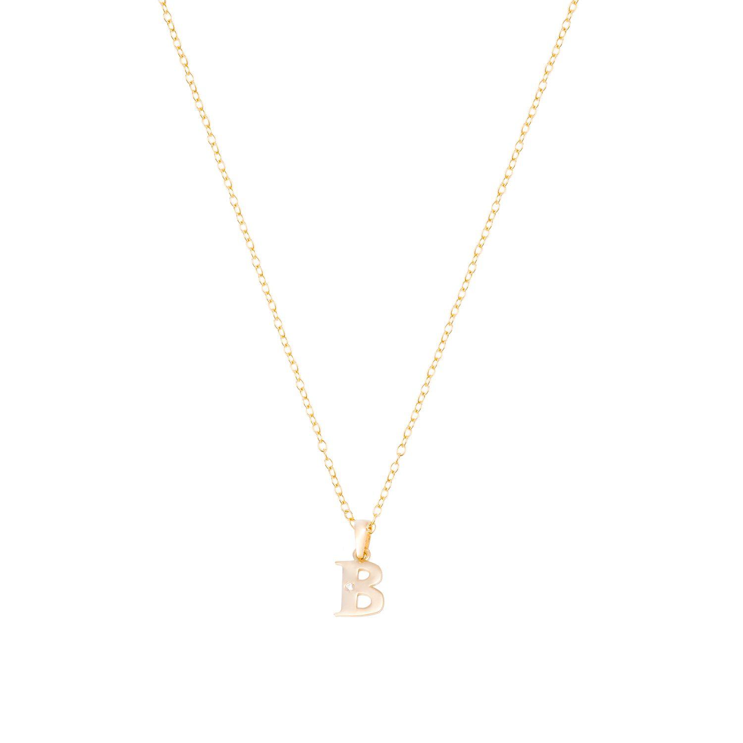 Collar de Oro de 18kt Circonitas letra B-2