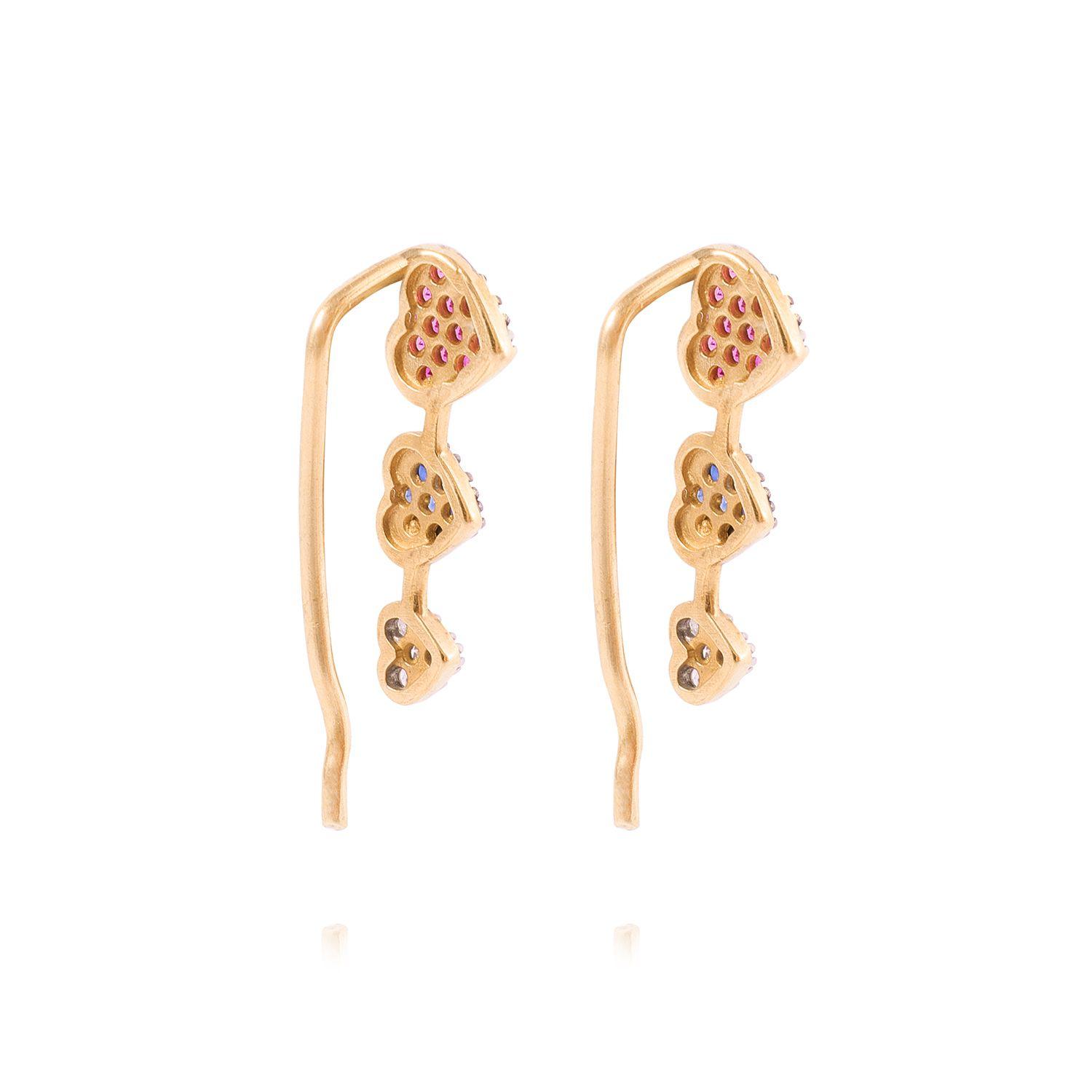 Aro de Oro de 18kt Modelo Corazones con Rubí y Zafiros-2