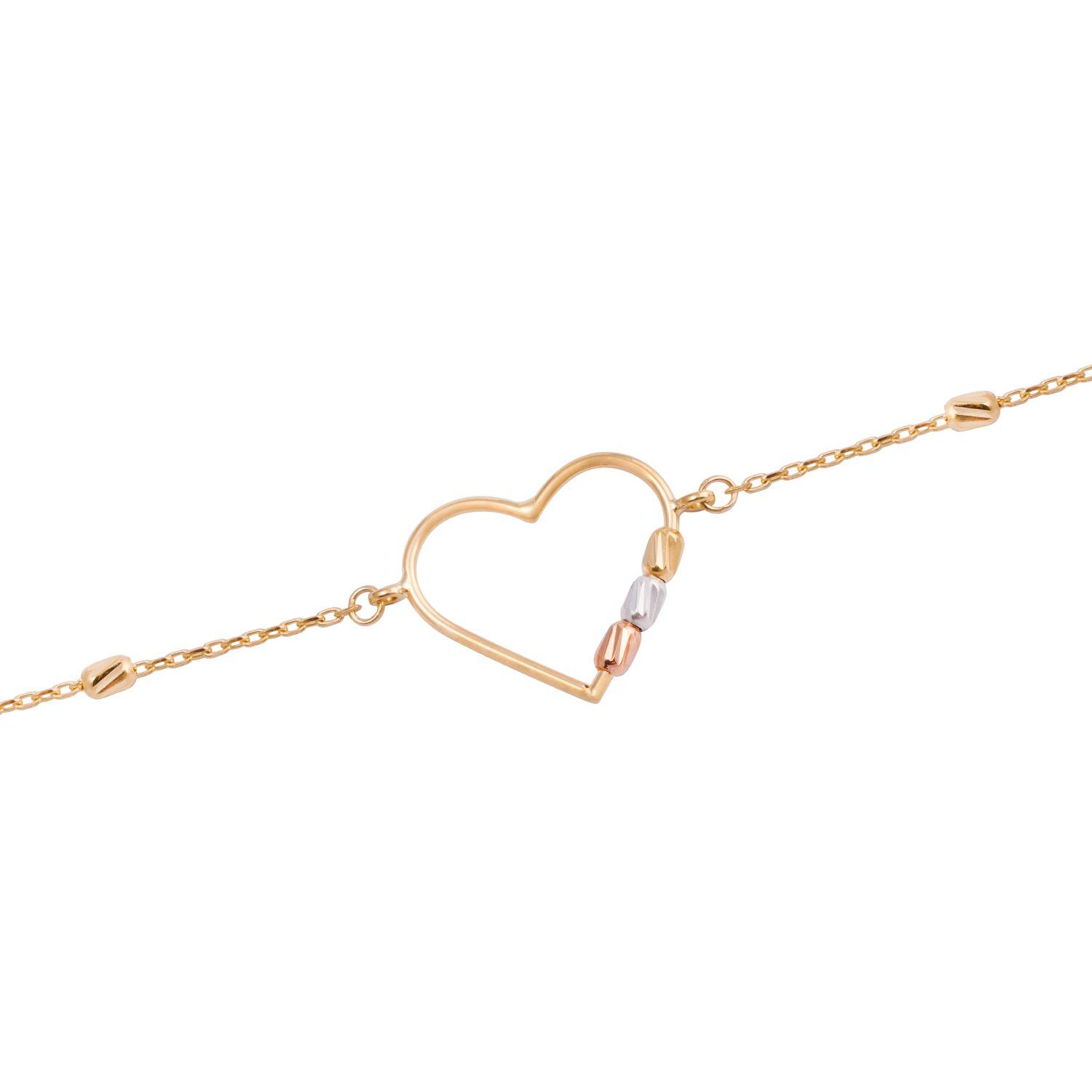 Pulsera Oro Tricolor 18kt Corazón y Barras-2