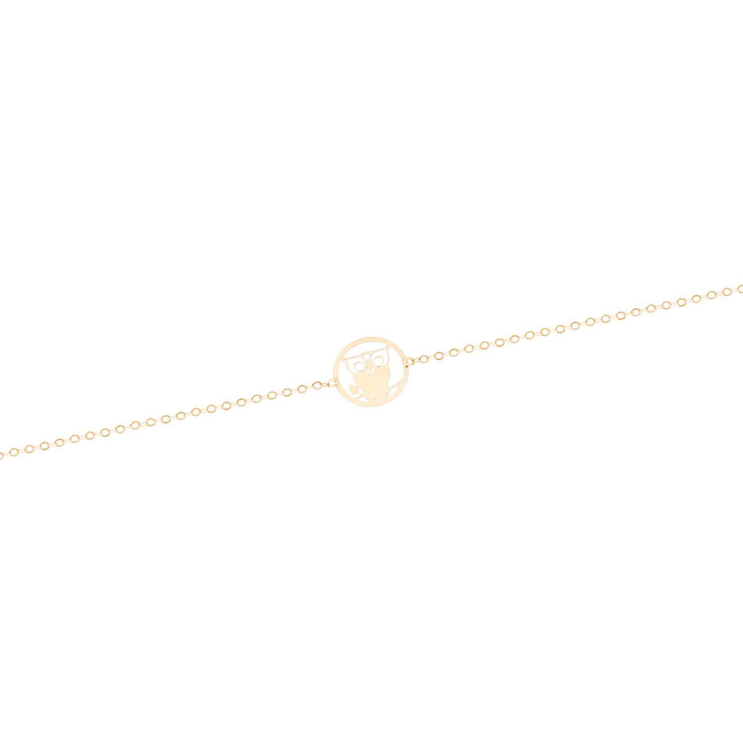 Pulsera Oro Amarillo 18kt Búho y Circonita Rubí-0