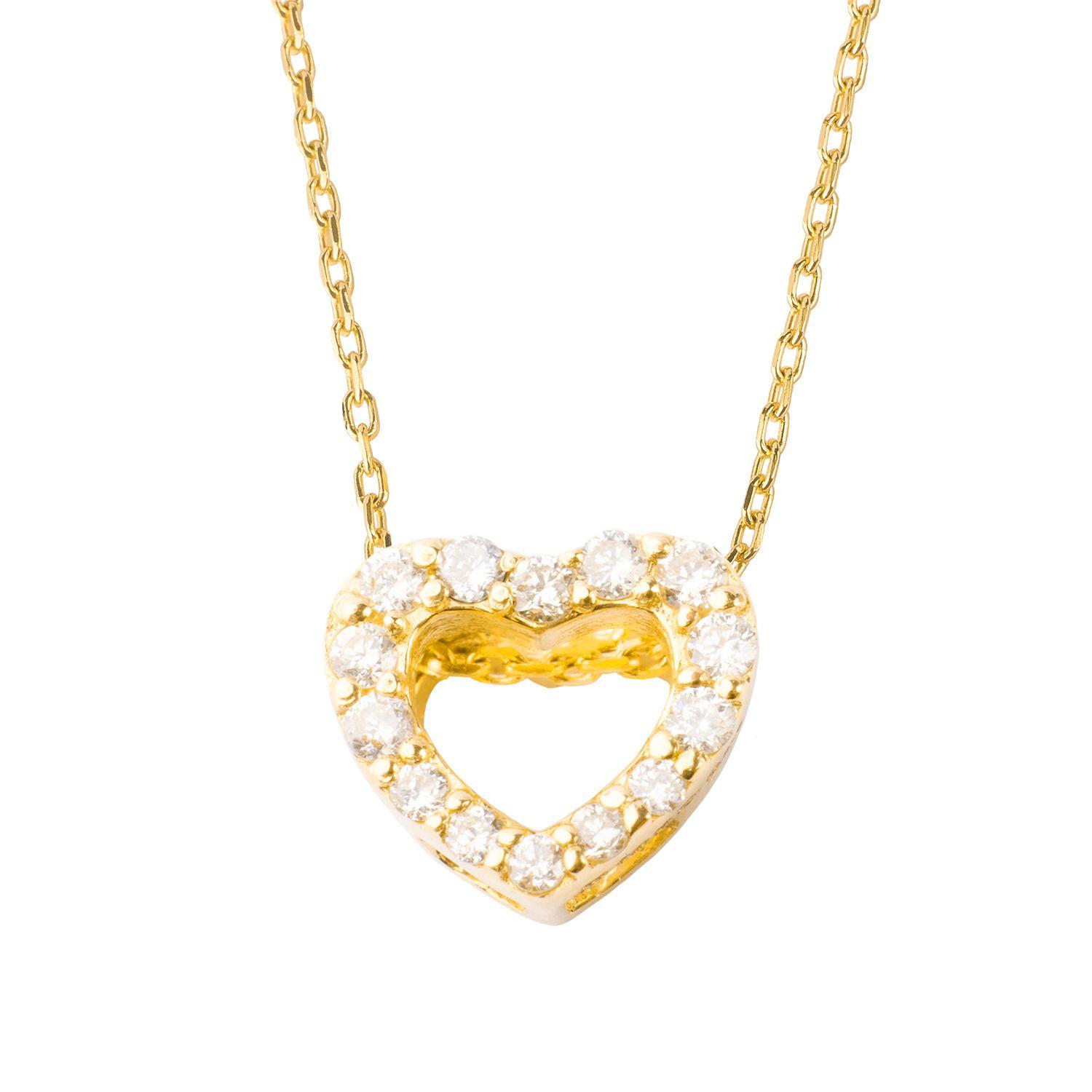Collar de Oro 18kt con Diamante Modelo Corazon 7pts Corte Brillante-1