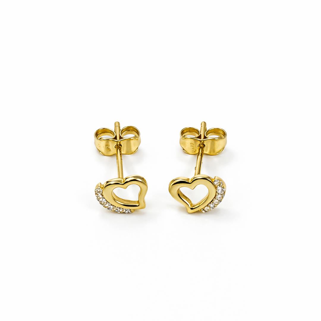 Aros Oro Amarillo 18kt Circonita Corazón-2