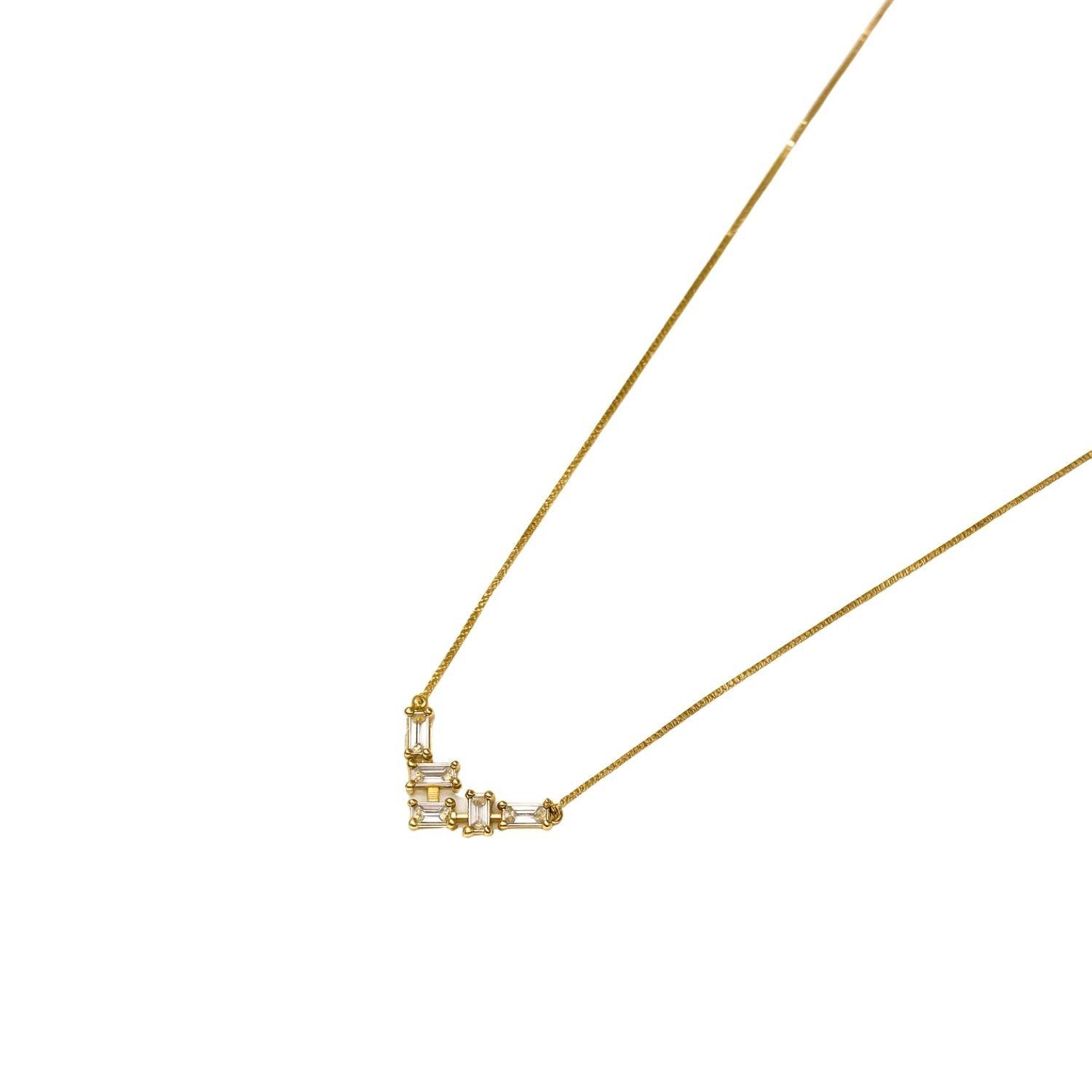 Collar Oro Amarillo 18kt Linea Circonita Baguette-3