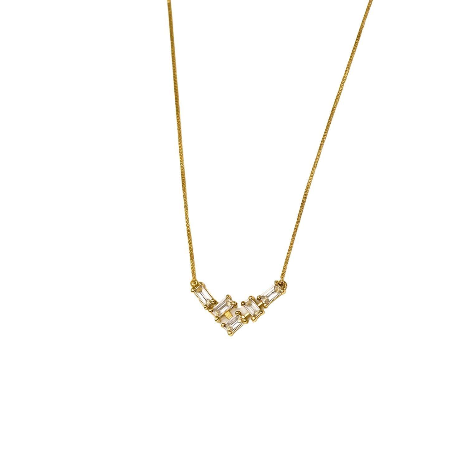 Collar Oro Amarillo 18kt Linea Circonita Baguette-4