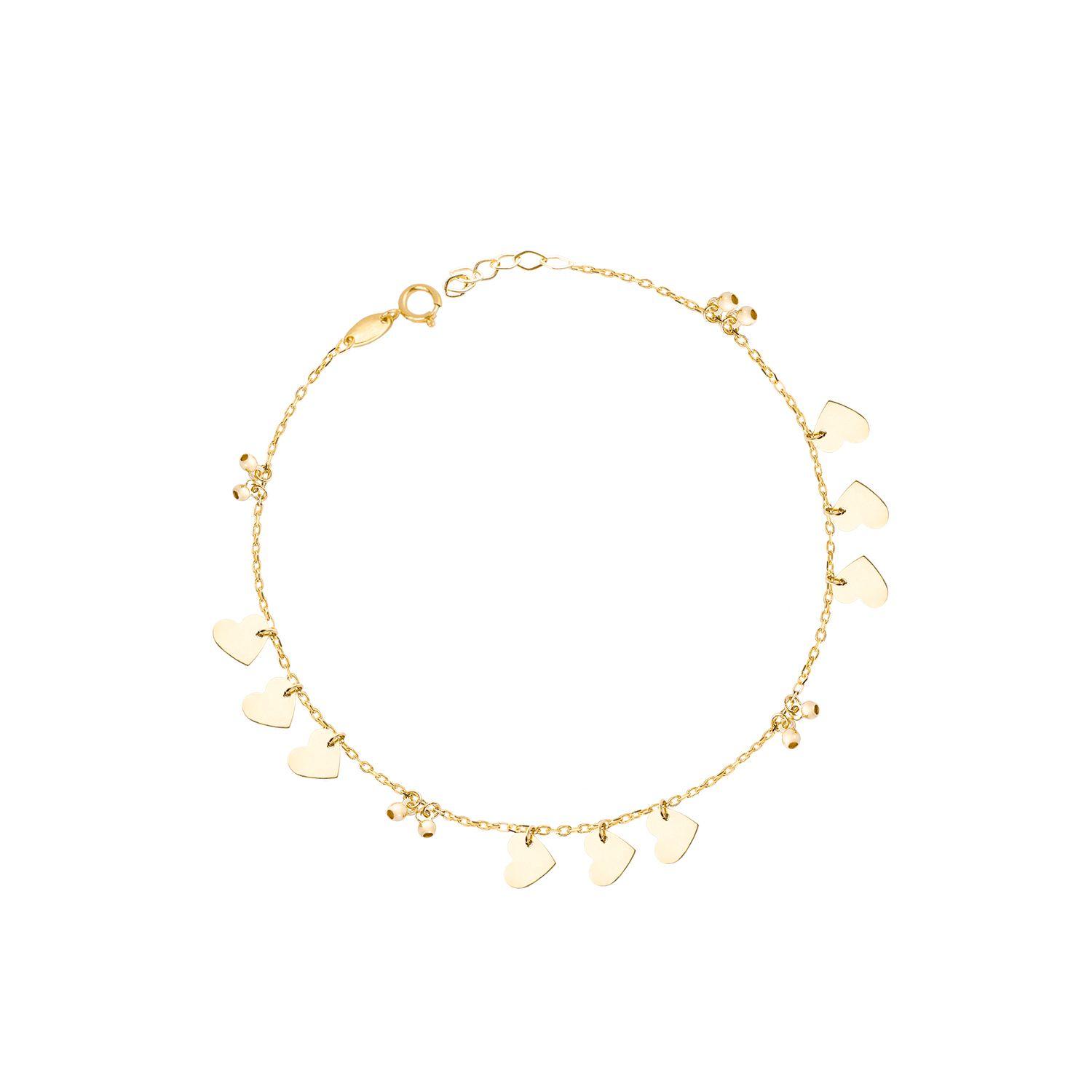 Pulseras de Oro 18kt Modelo Corazones Colgantes-2