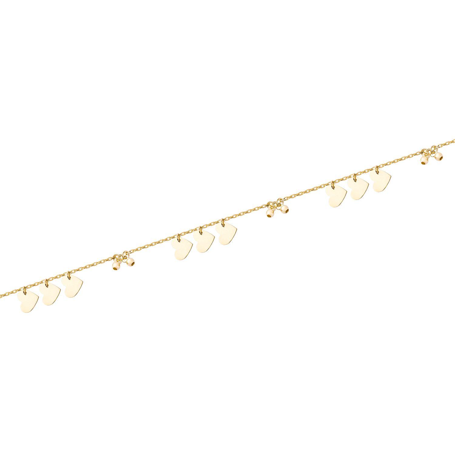 Pulseras de Oro 18kt Modelo Corazones Colgantes-2
