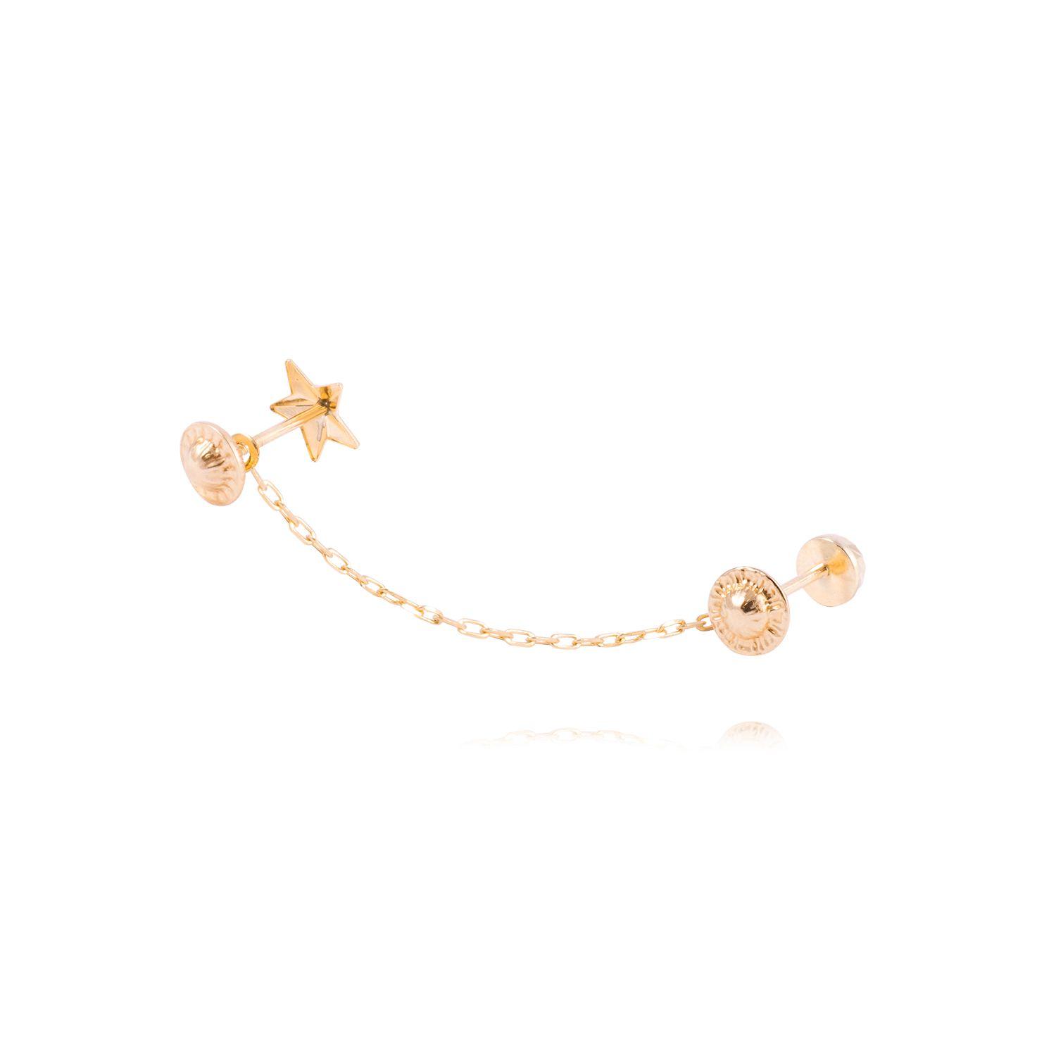 Piercing de Oro de 9kt Estrella con colgante-3