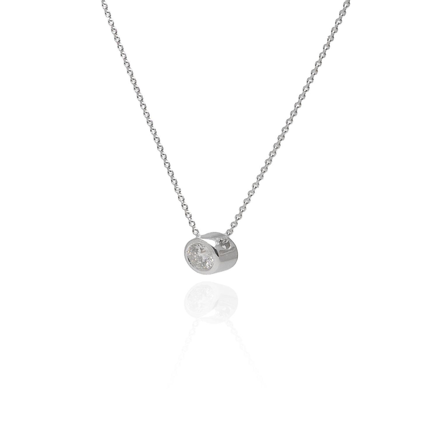 Collar de Oro 18kt Diamante Punto de Luz 15pts Corte Brillante SI/H-0