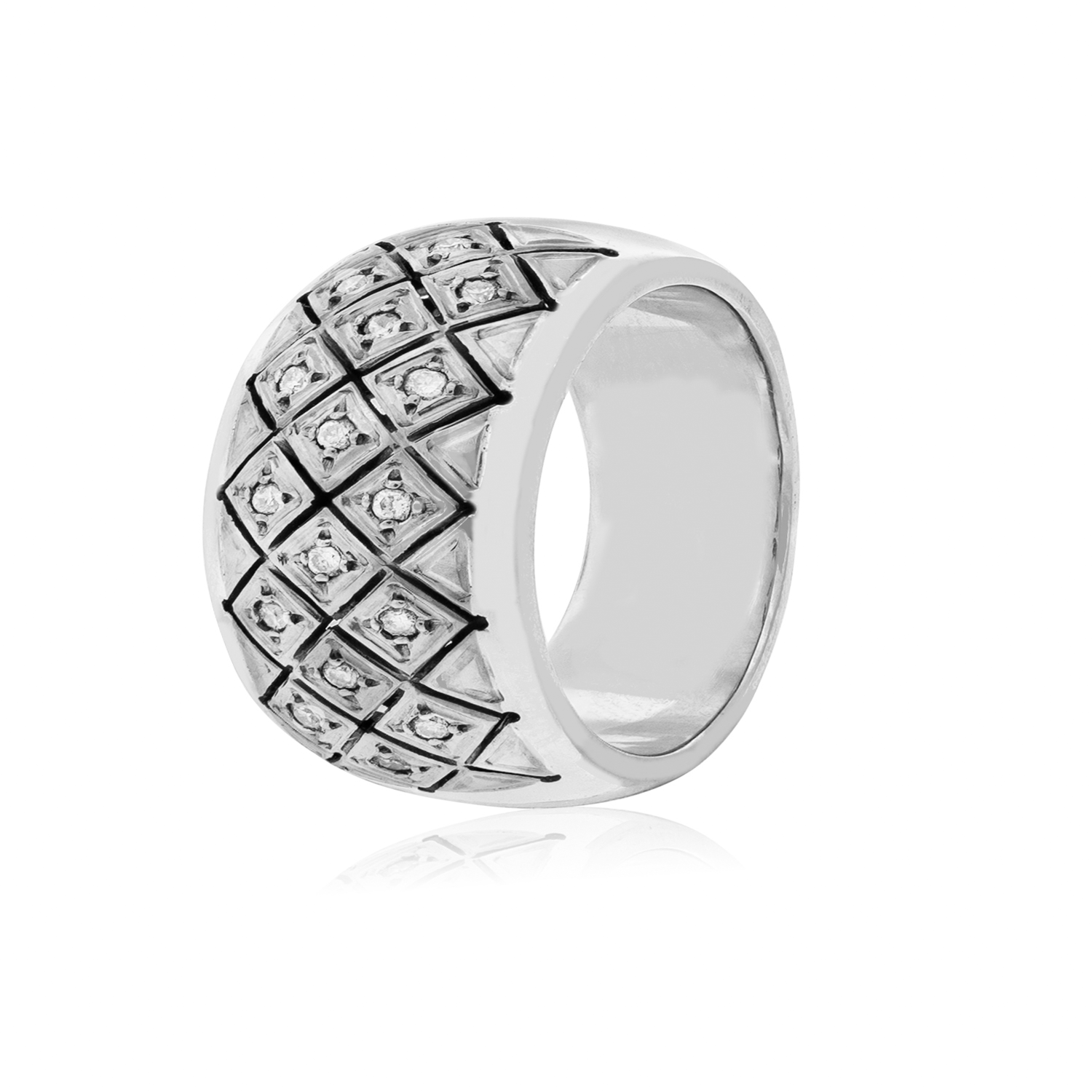 Anillo de Oro Blanco 18kt Modelo Septal con 16 Diamantes Corte Brillante de 1pts-0