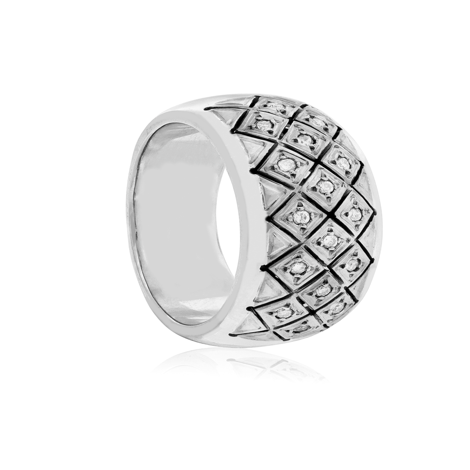 Anillo de Oro Blanco 18kt Modelo Septal con 16 Diamantes Corte Brillante de 1pts-1