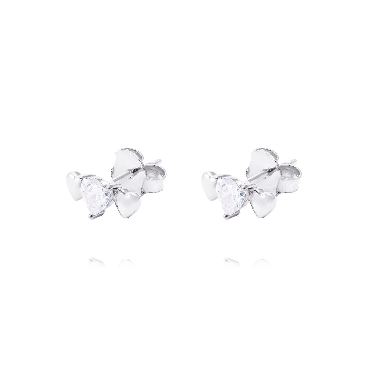 Aros de Plata Esterlina Trilogía Corazones Circonita-0