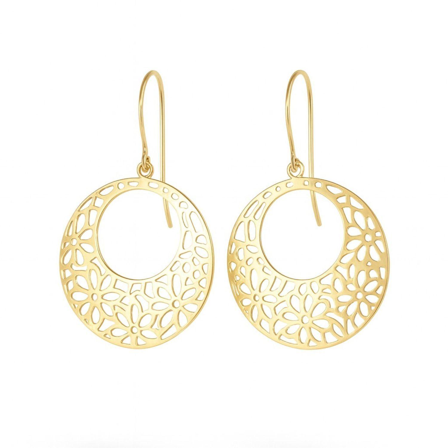 Aros Oro Amarillo 18kt Flor Calados-2