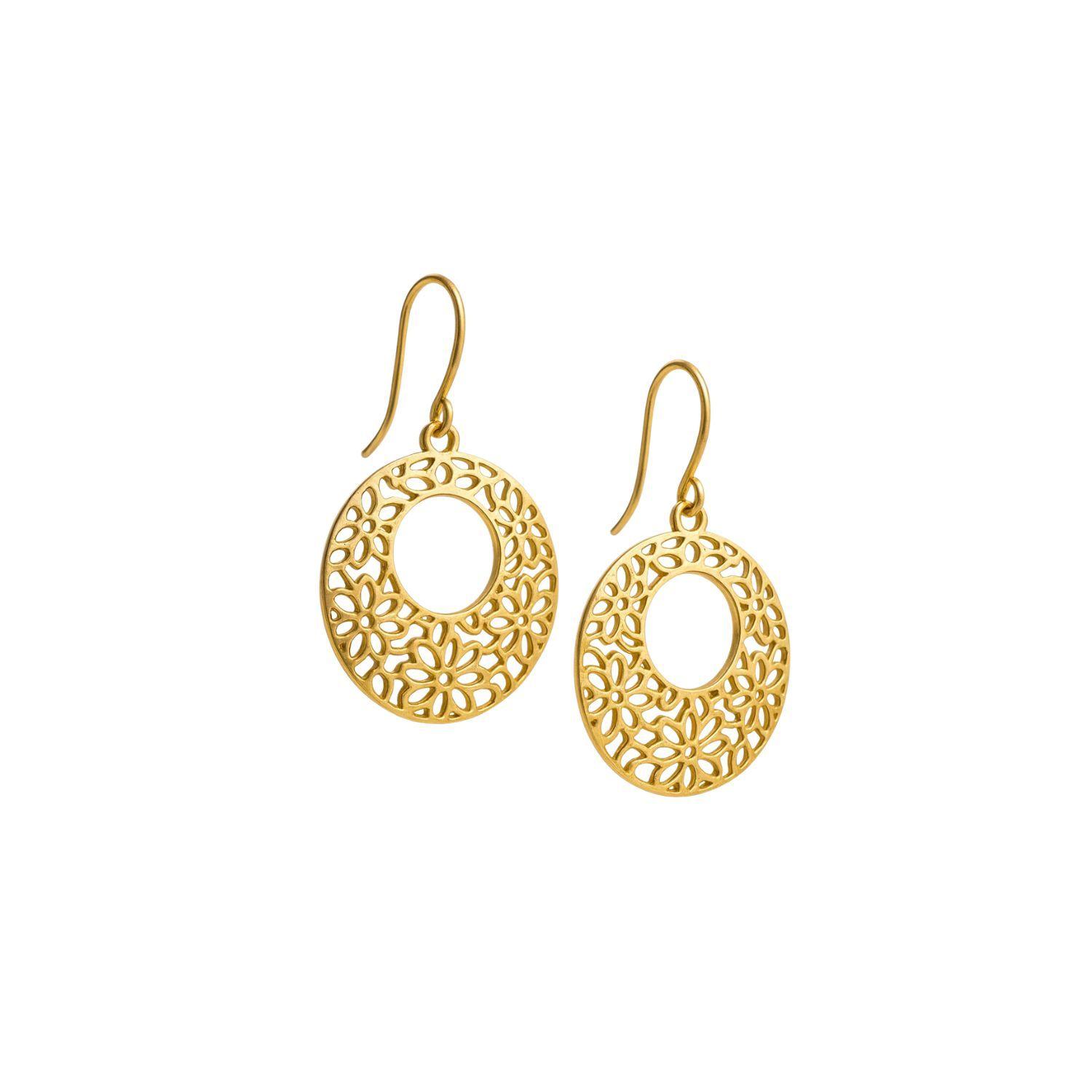 Aros Oro Amarillo 18kt Flor Calados-0