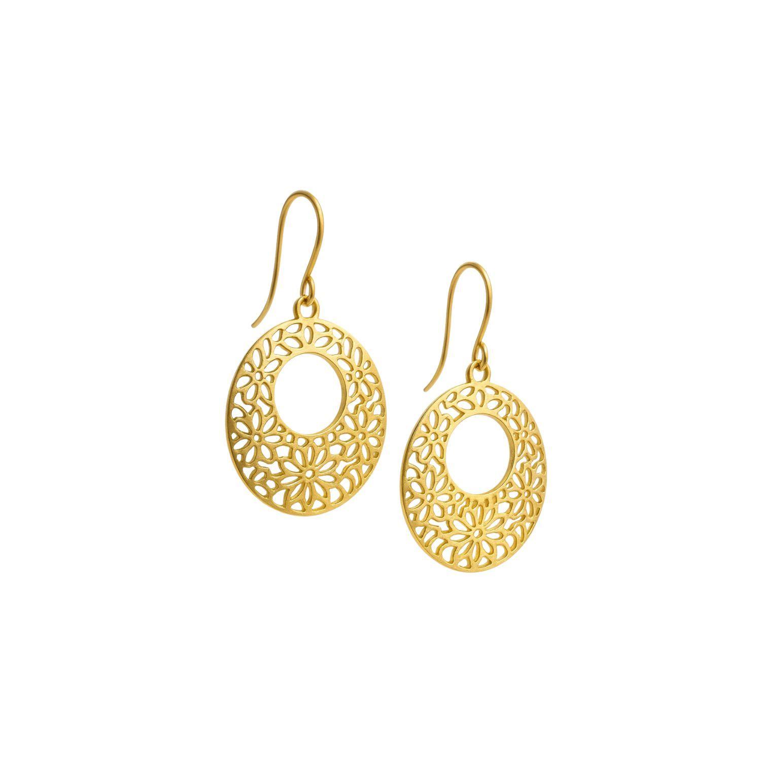 Aros Oro Amarillo 18kt Flor Calados-2
