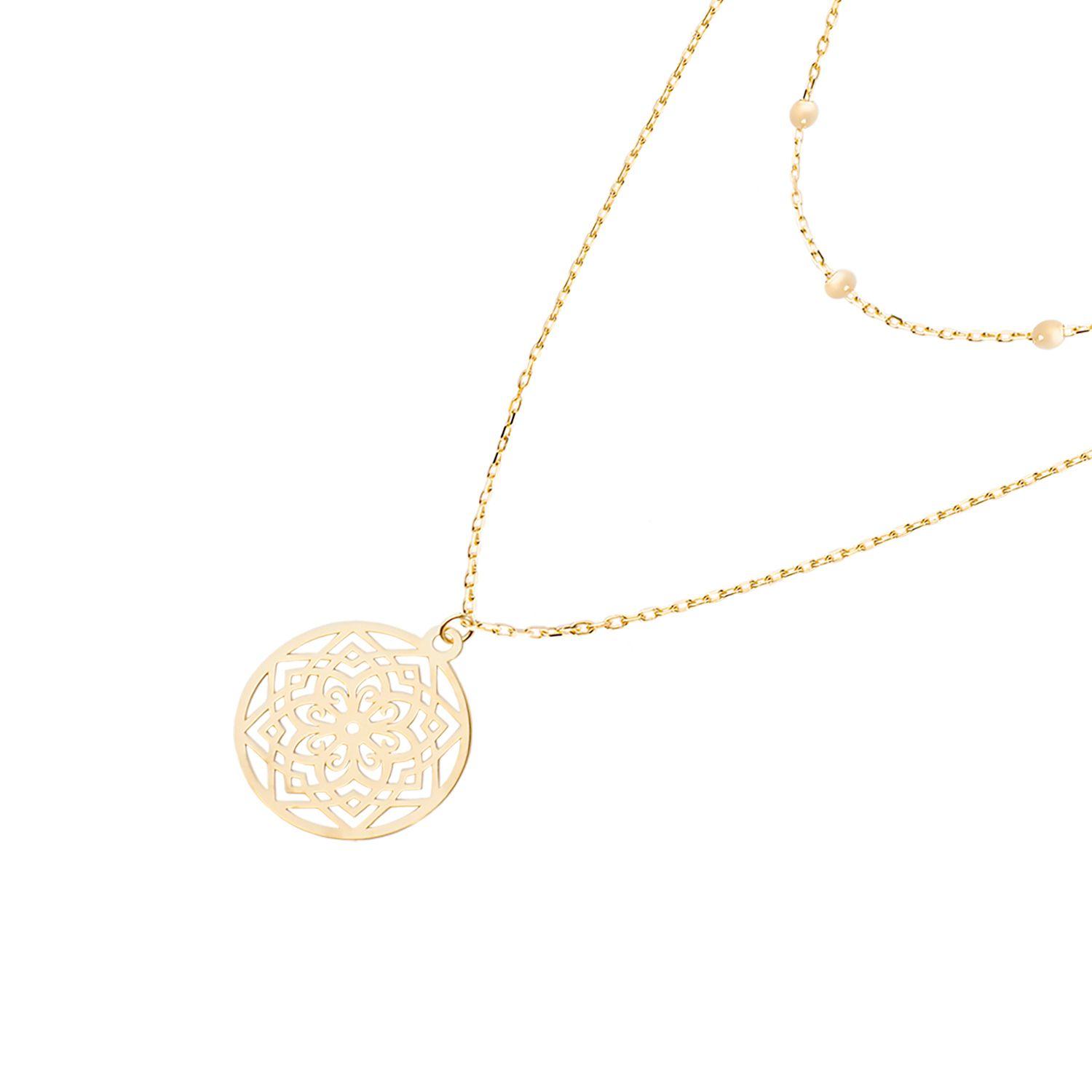 Collares de Oro 18kt Modelo Doble y mandala-1