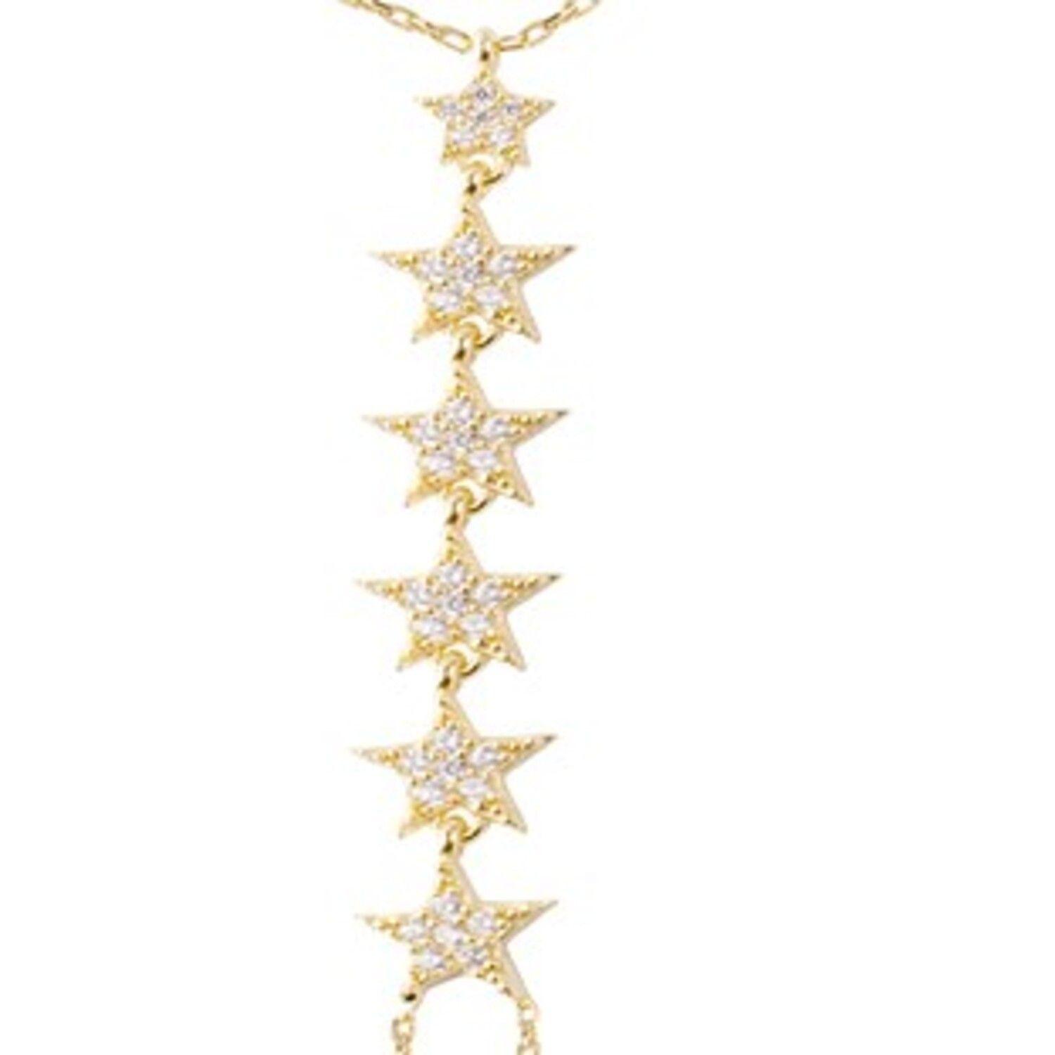Pulsera Plata Esterlina 925 Estrellas Colgantes Revestidas-2