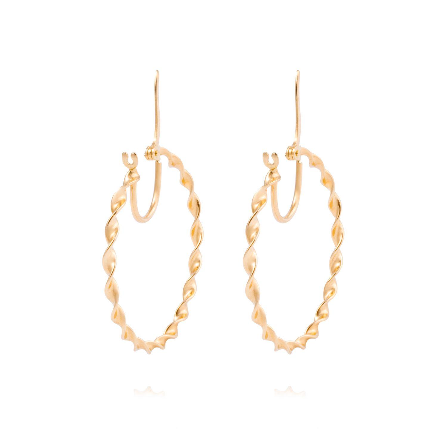Aros de Oro 18kt Argollitas Torcidas-2