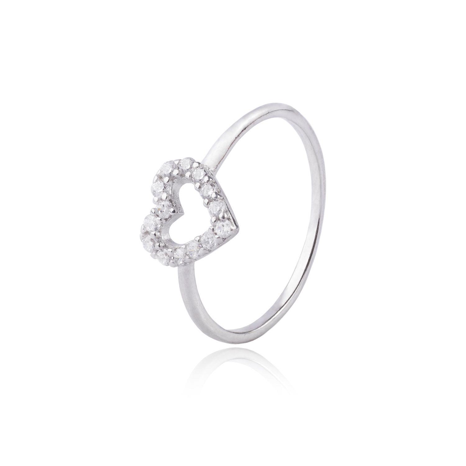 Anillo de Plata Esterlina 925 Corazón Abierto-0