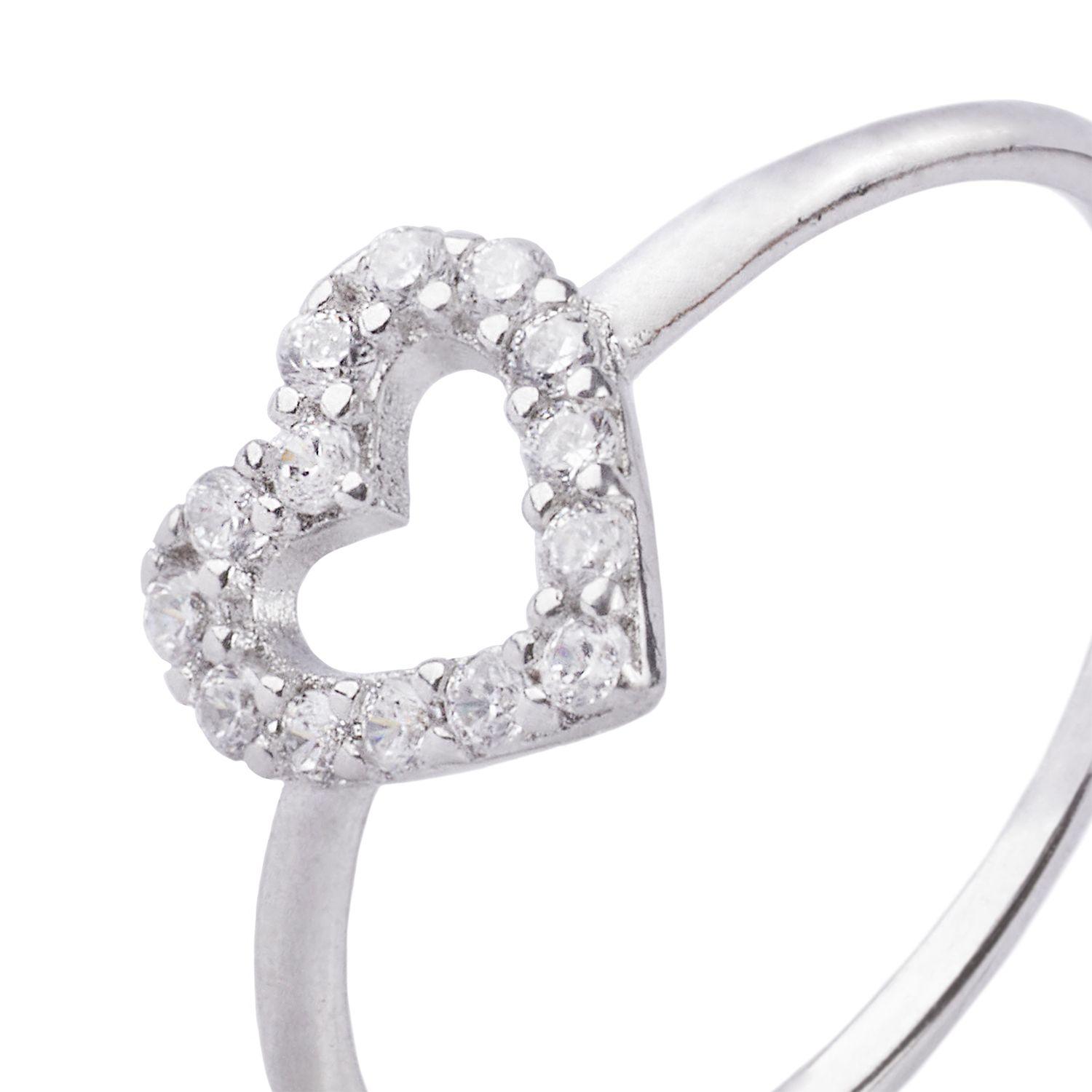 Anillo de Plata Esterlina 925 Corazón Abierto-1