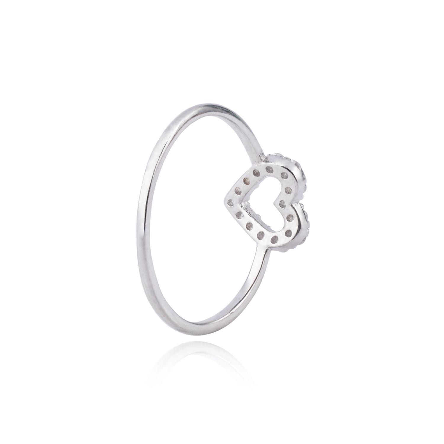Anillo de Plata Esterlina 925 Corazón Abierto-2