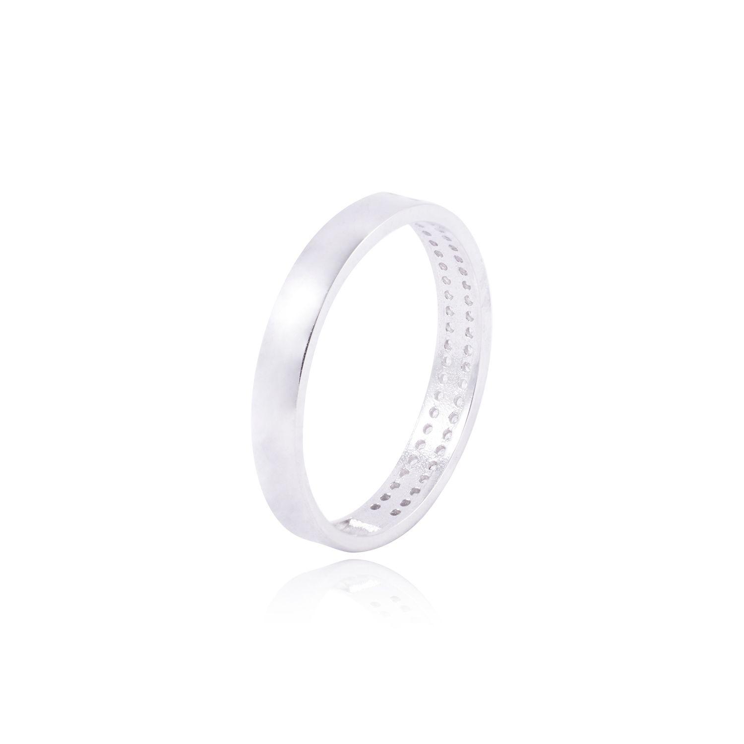 Anillo Compromiso Oro Blanco 18kt Doble Riel Circón-2