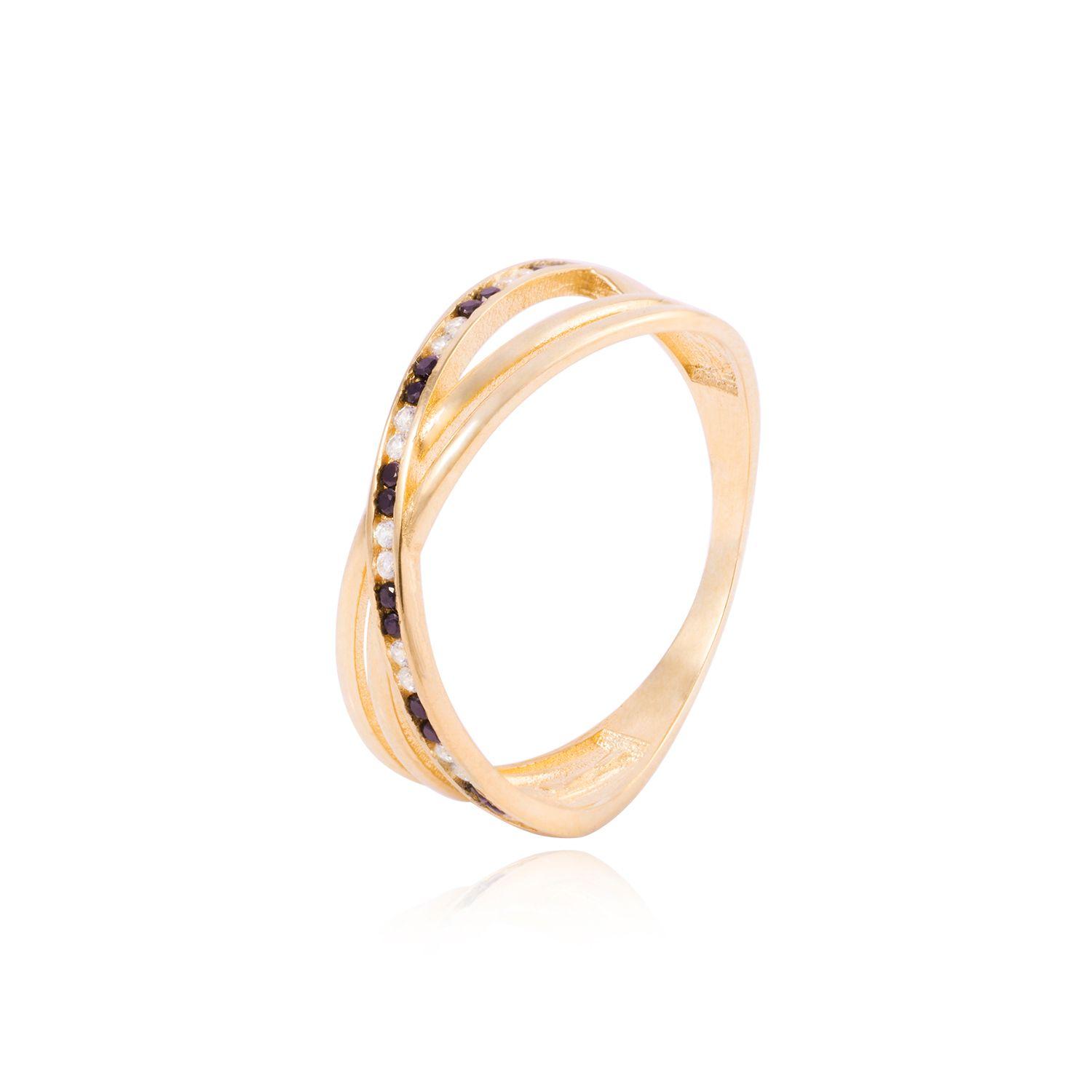 Anillo Compromiso de Oro 18Kt Circón con Onix-0