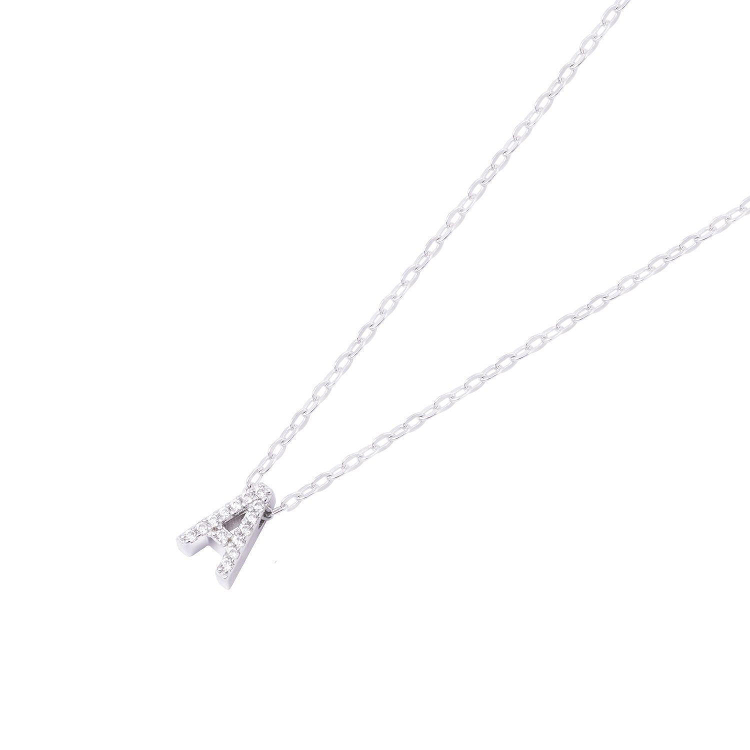 Collar de Plata Esterlina 925 Dije Letra A Circón-1