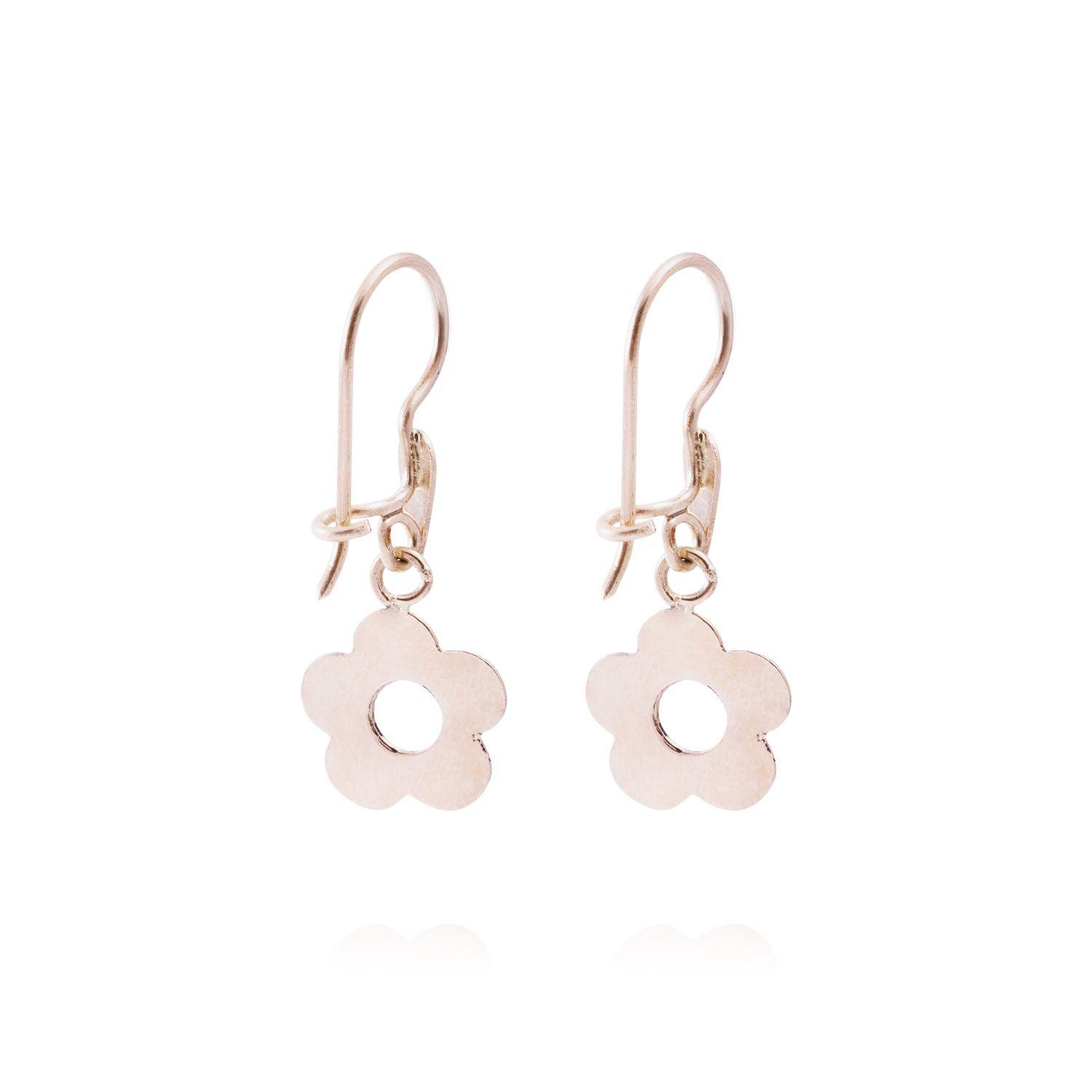 Aros Oro Miel 18kt Margarita Colgante-2