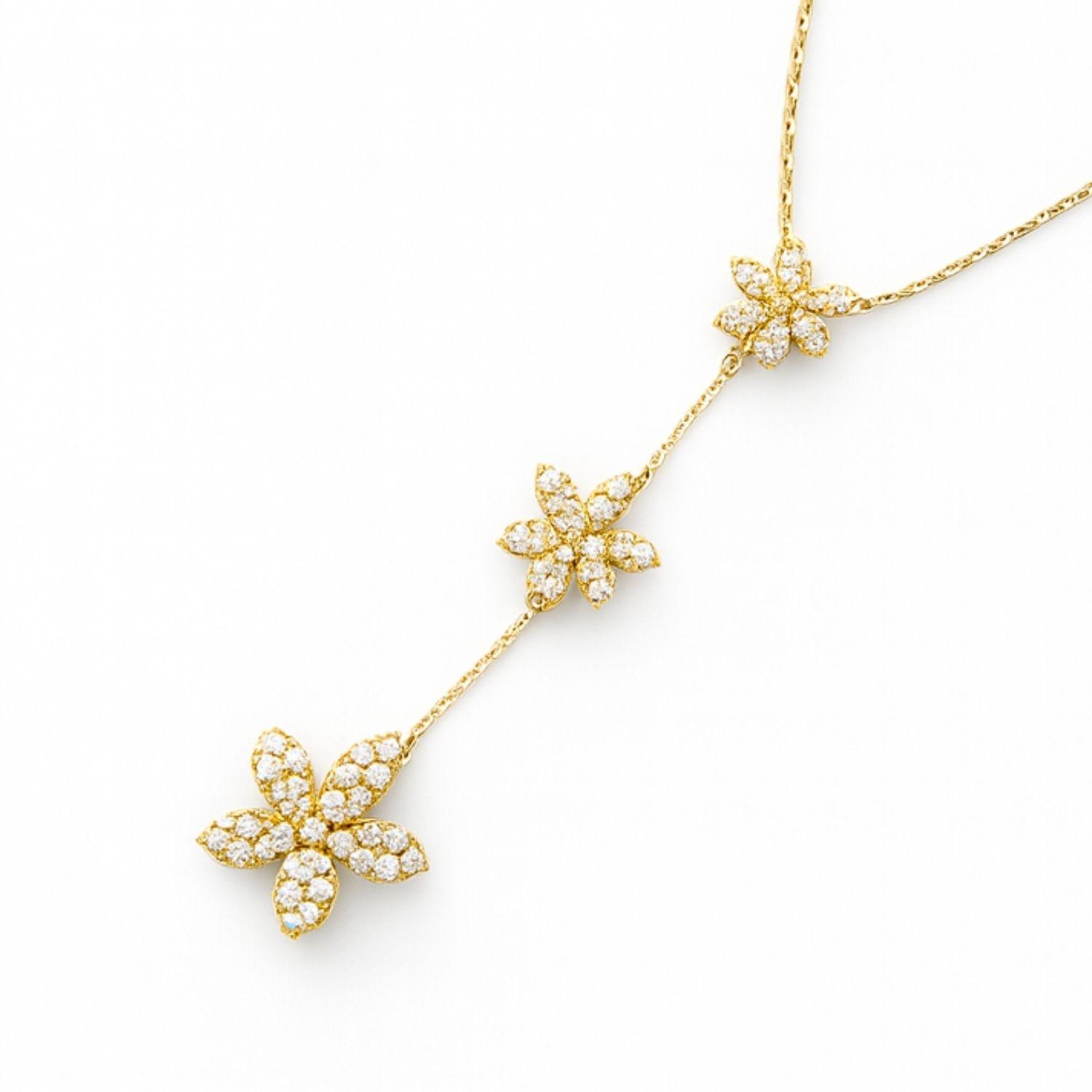 Collar de Plata Esterlina 925 Tres Flores con Circonita-2