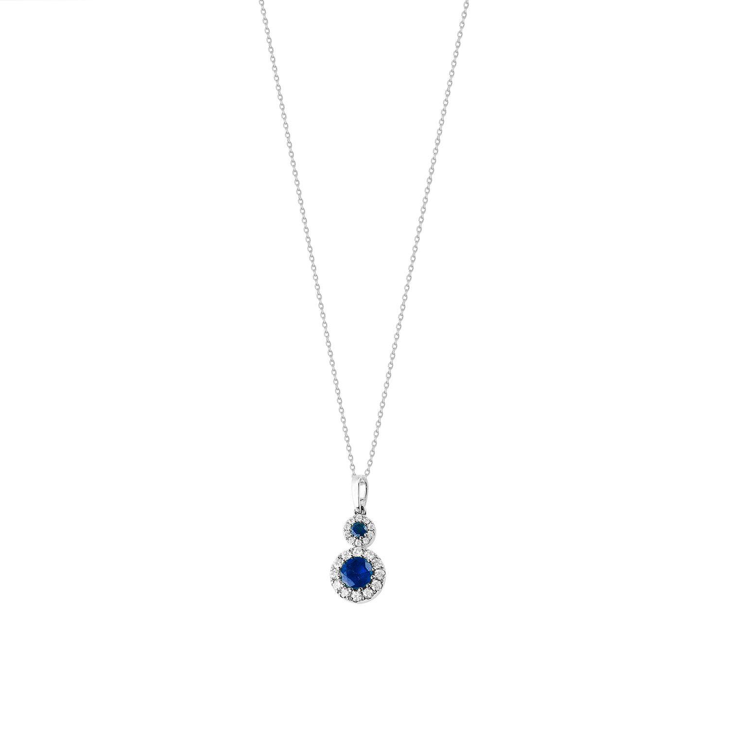 Colgante Oro Blanco 18kt Diamantes 5Pts y Zafiro 41Pts-2