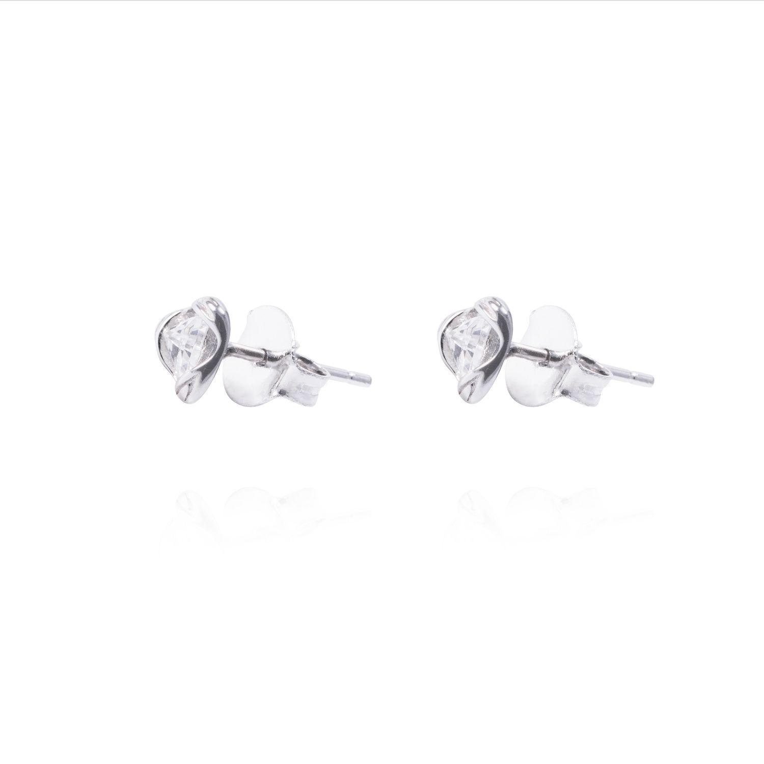 Aros de Plata Esterlina Triangulo con Circonita-0