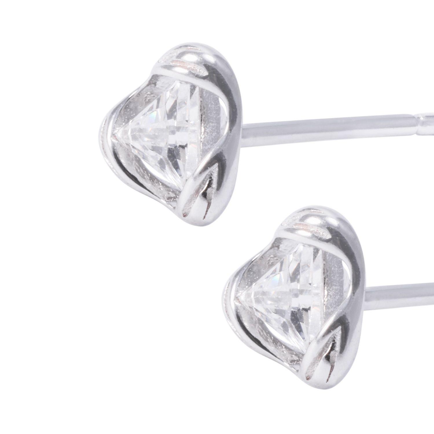 Aros de Plata Esterlina Triangulo con Circonita-1