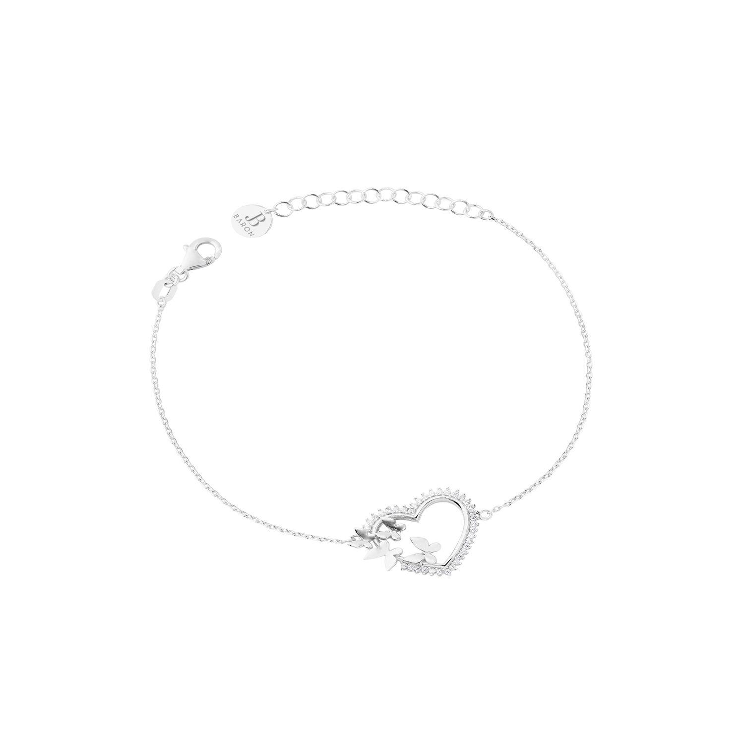 Pulsera de Plata Esterlina 925 Corazon Mariposa-0