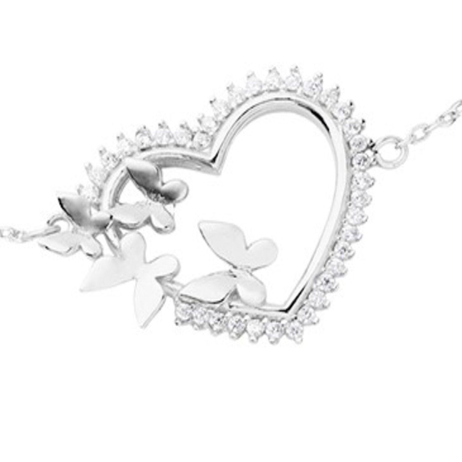 Pulsera de Plata Esterlina 925 Corazon Mariposa-2