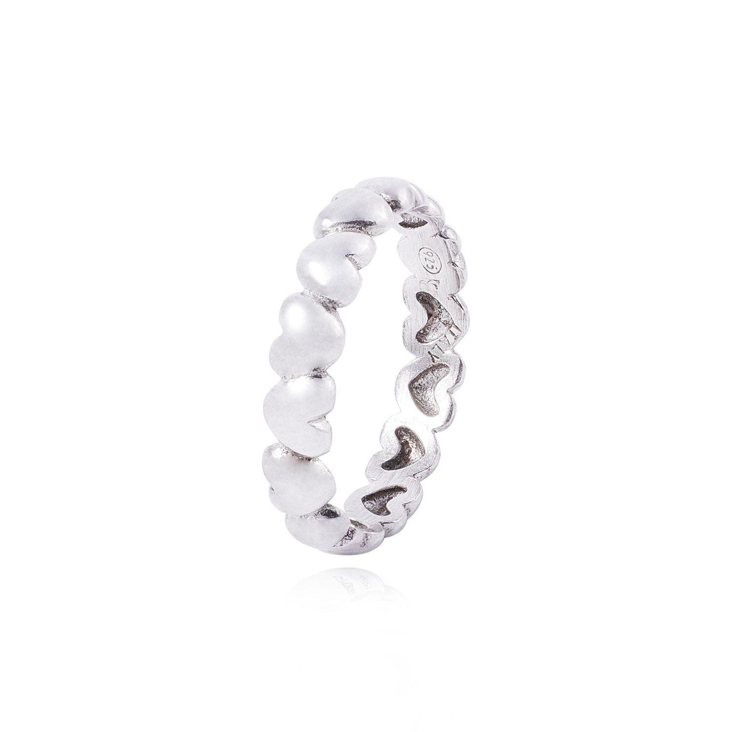 Anillo de Plata Esterlina 925 Corazones 36-2