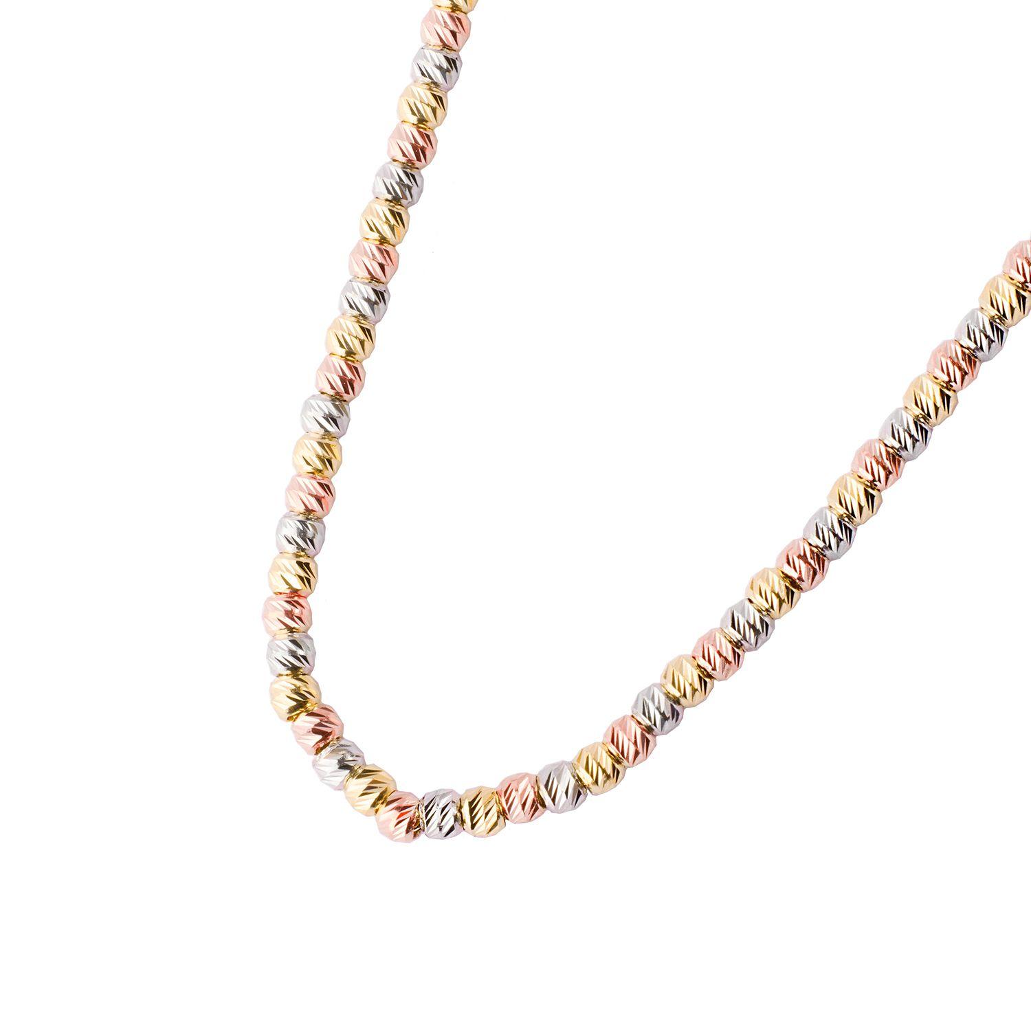 Collares de Oro 18kt Modelo Pelotitas Tricolor-2