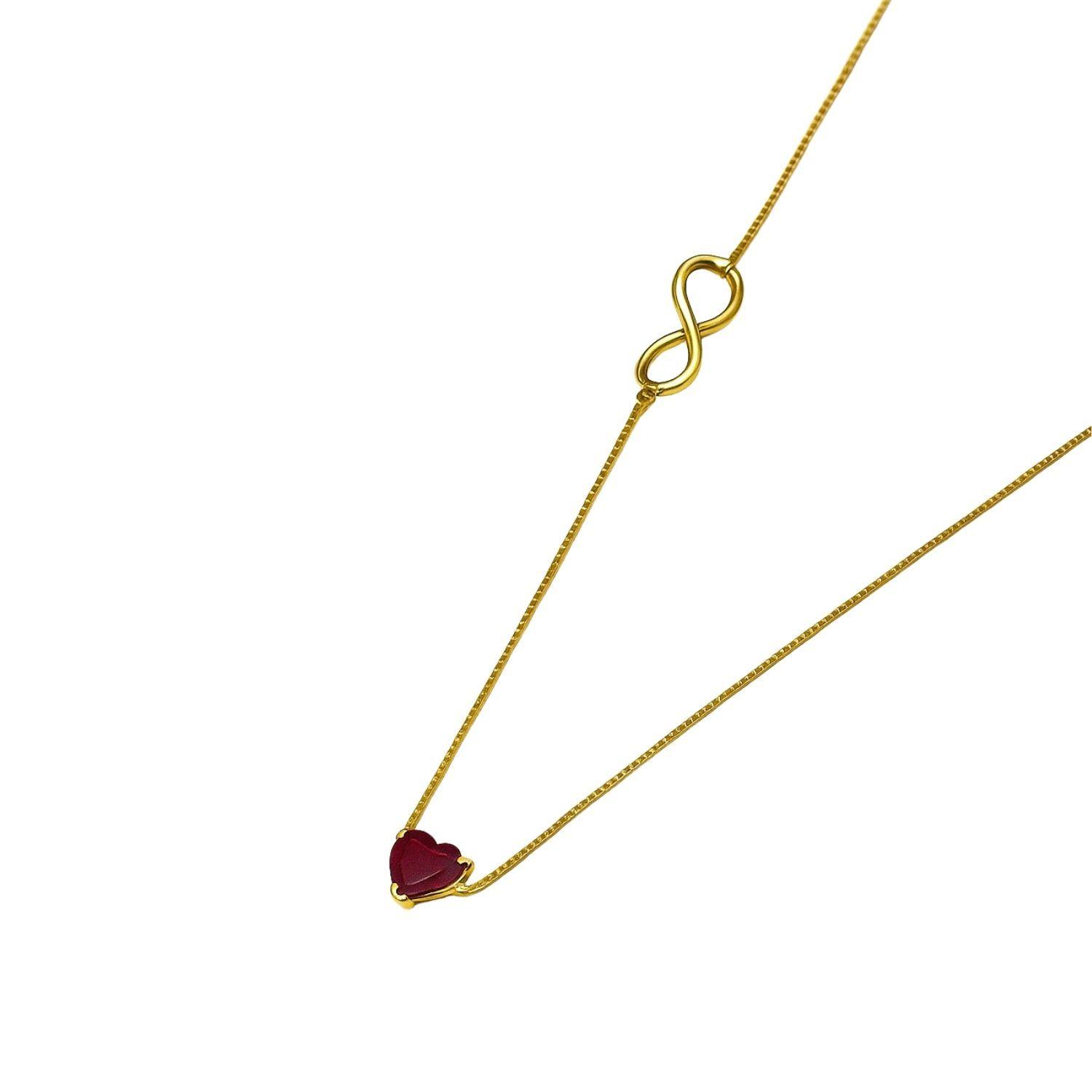 Collar Oro Amarillo Rubí Corazón-2