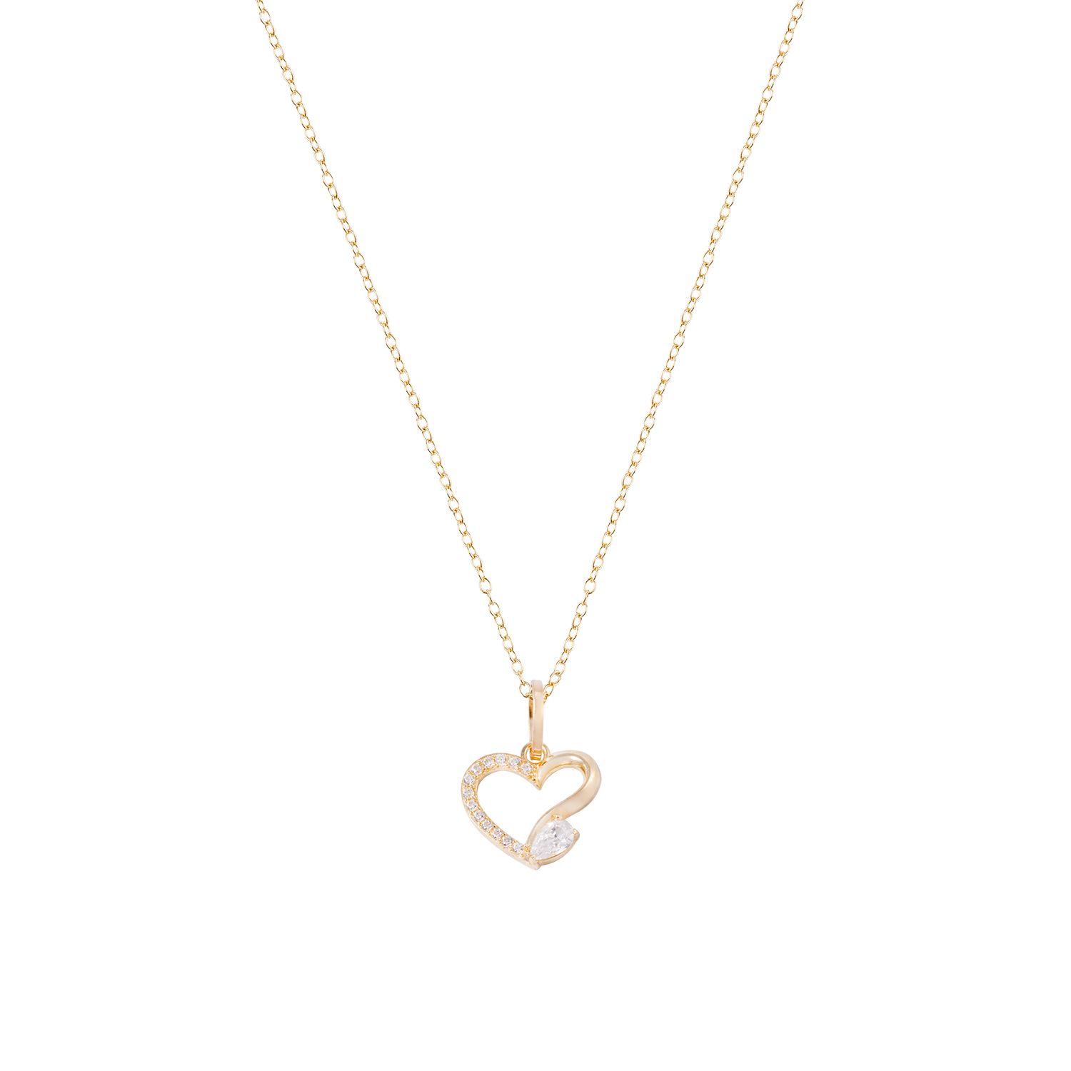 Colgante de Oro 18kt Corazón Circonita Gota-2
