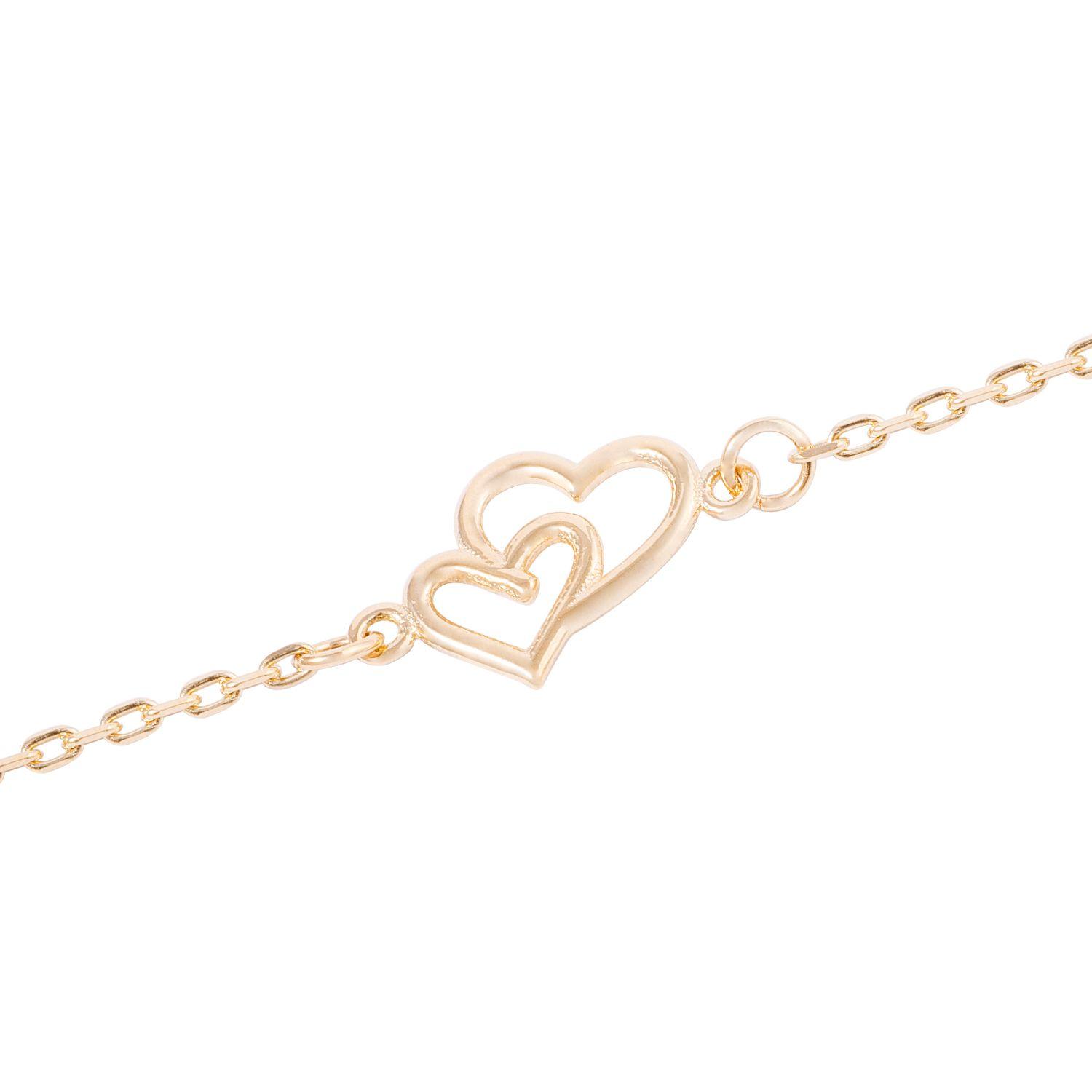 Pulsera de Oro 18kt Doble Corazon-2