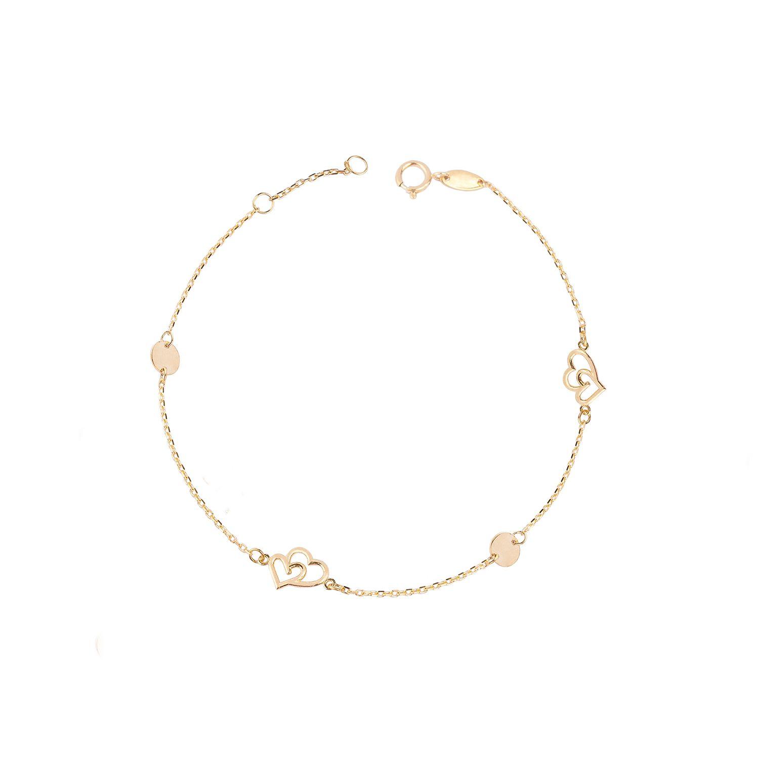 Pulsera de Oro 18kt Doble Corazon-2
