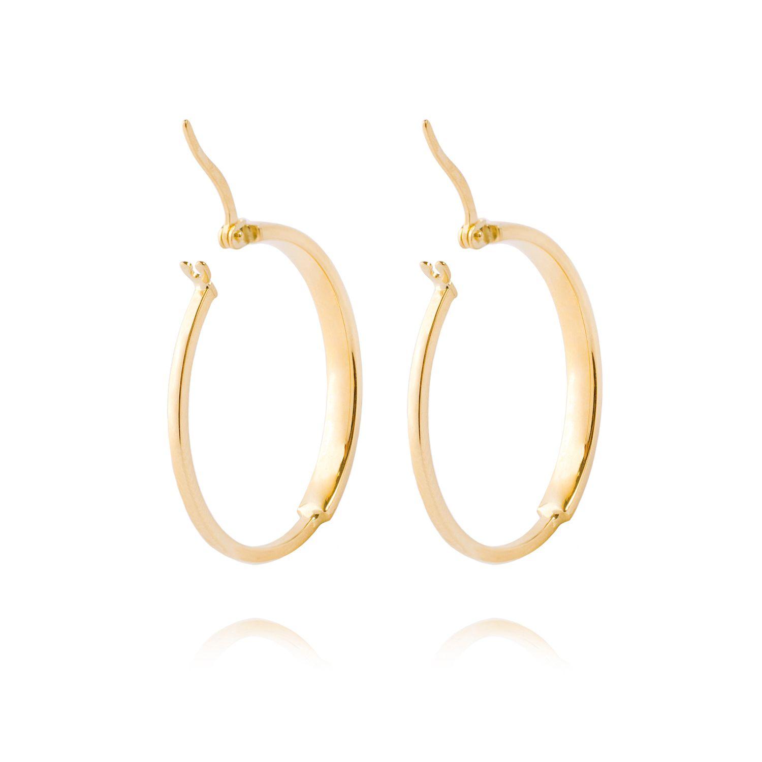 Aros de Oro 14kt Argolla Mitad Tubo 25mm-2