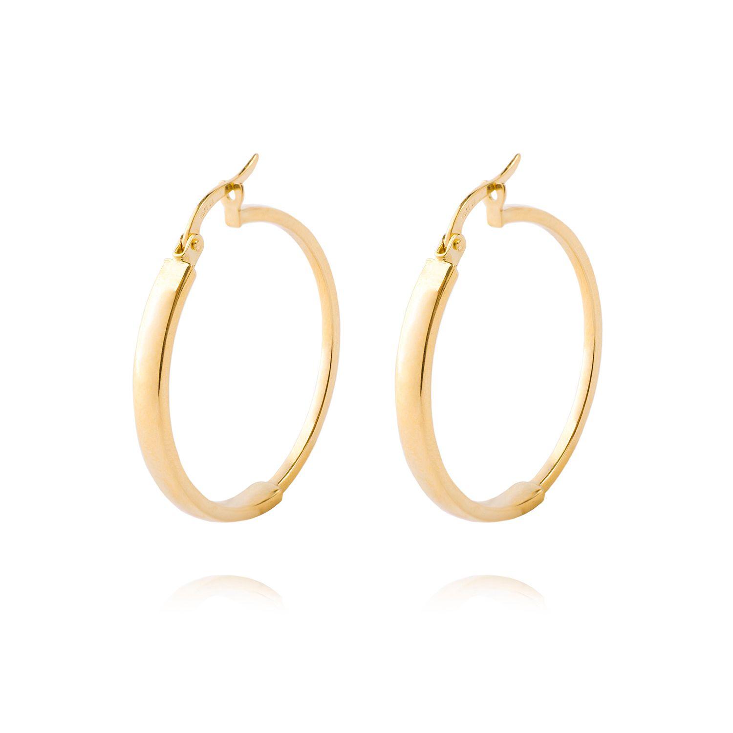 Aros de Oro 14kt Argolla Mitad Tubo 25mm-0